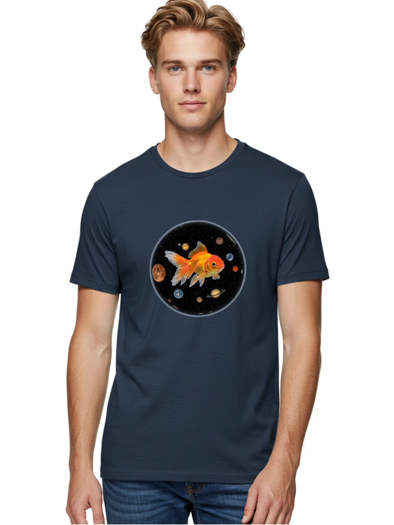Goldfish-In-Space Men'S Graphic Tee, 100% Cotton, Comfortable Casual Summer Wear, Machine Washable, Vintage Camera, Old Camera, Antique Camera, Black Camera, Classic Photography, Photography Equipment, Nostalgic Device, Film Camera, Camera Art Bam570 16