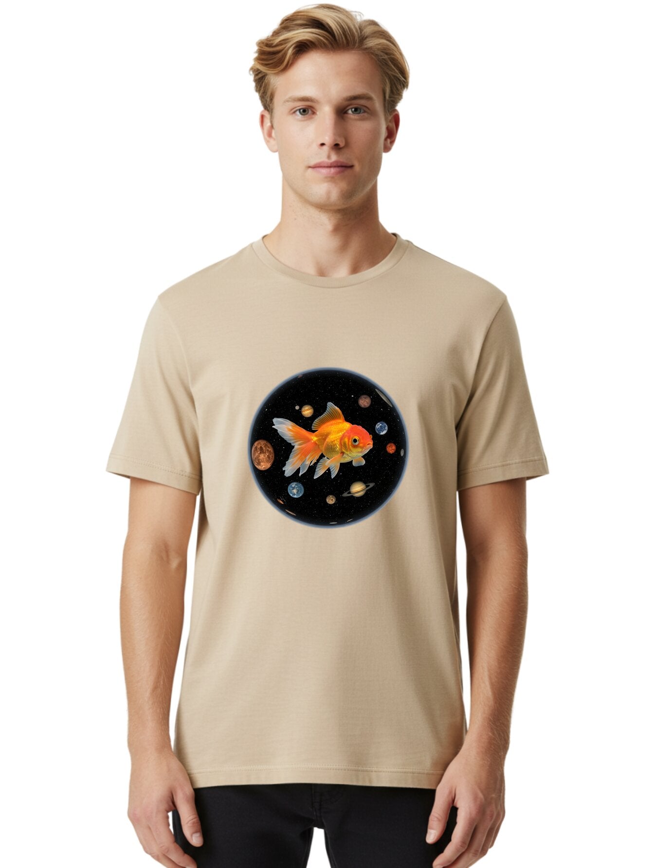 Goldfish-In-Space Men'S Graphic Tee, 100% Cotton, Comfortable Casual Summer Wear, Machine Washable, Vintage Camera, Old Camera, Antique Camera, Black Camera, Classic Photography, Photography Equipment, Nostalgic Device, Film Camera, Camera Art Bam570 17