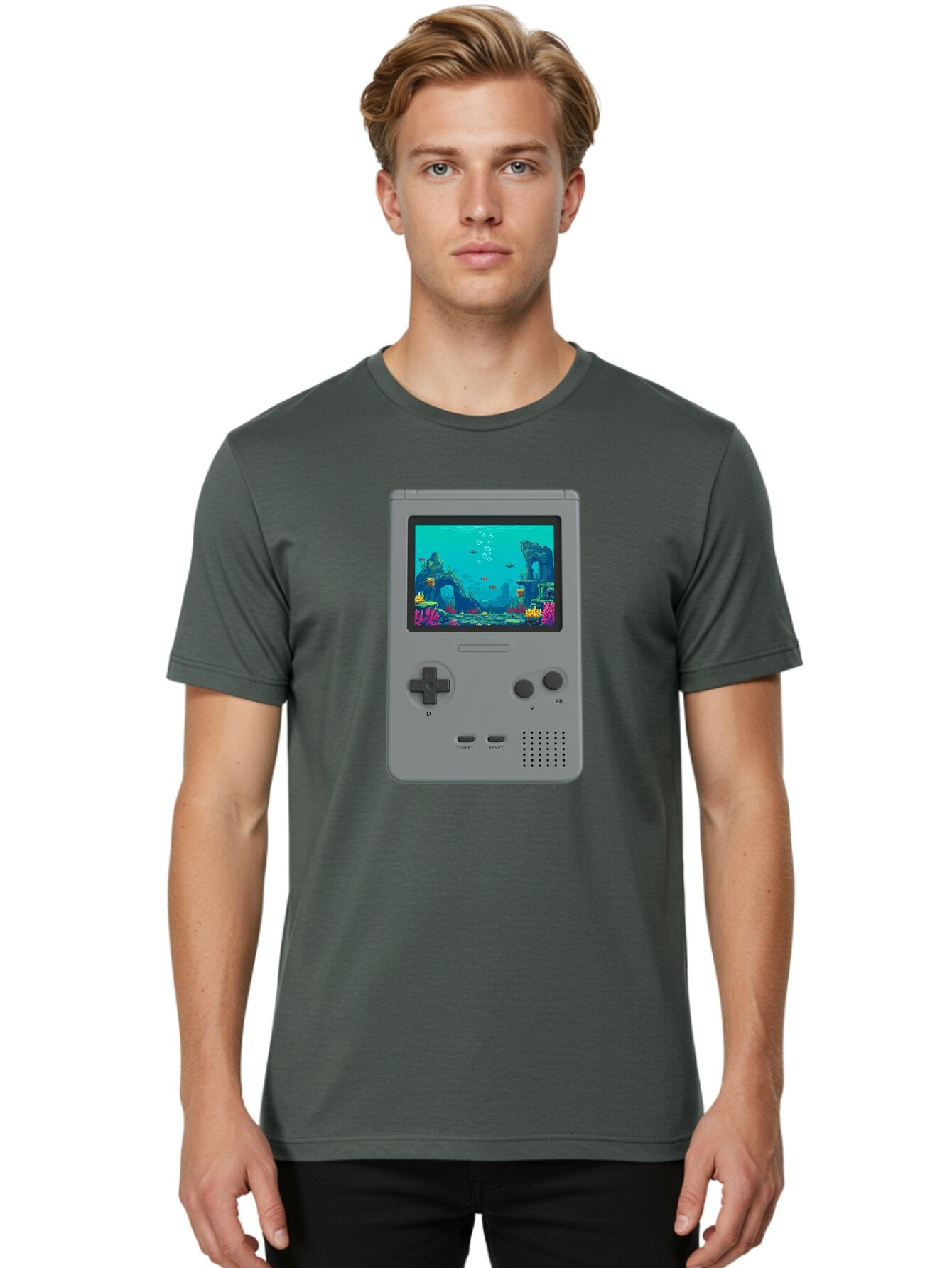 Gray-Gameboy Men'S Graphic Tee, 100% Cotton, Comfortable Casual Summer Wear, Machine Washable, Vintage Camera, Old Camera, Antique Camera, Black Camera, Classic Photography, Photography Equipment, Nostalgic Device, Film Camera, Camera Art Bam587 23