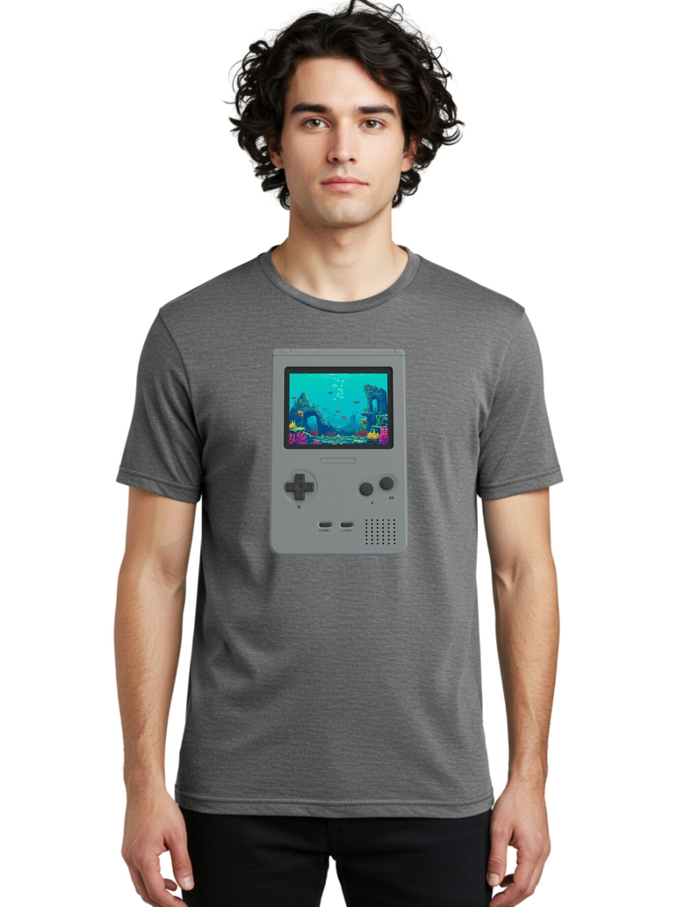 Gray-Gameboy Men'S Graphic Tee, 100% Cotton, Comfortable Casual Summer Wear, Machine Washable, Vintage Camera, Old Camera, Antique Camera, Black Camera, Classic Photography, Photography Equipment, Nostalgic Device, Film Camera, Camera Art Bam587 29