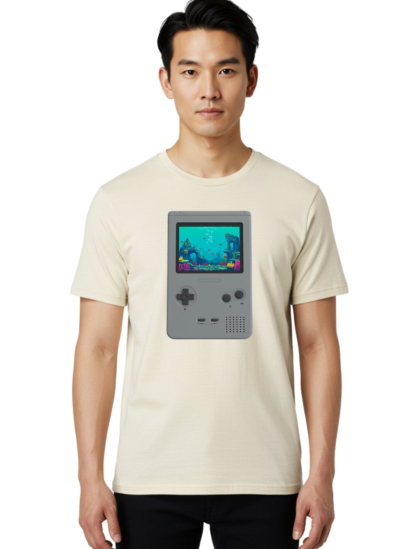 Gray-Gameboy Men'S Graphic Tee, 100% Cotton, Comfortable Casual Summer Wear, Machine Washable, Vintage Camera, Old Camera, Antique Camera, Black Camera, Classic Photography, Photography Equipment, Nostalgic Device, Film Camera, Camera Art Bam587 25