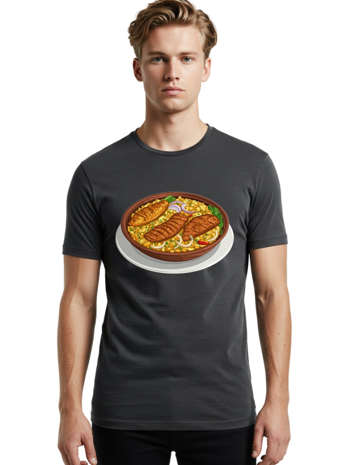 Grilled-Meat-Dish Men'S Graphic Tee, 100% Cotton, Comfortable Casual Summer Wear, Machine Washable, Vintage Camera, Old Camera, Antique Camera, Black Camera, Classic Photography, Photography Equipment, Nostalgic Device, Film Camera, Camera Art Bam590 16