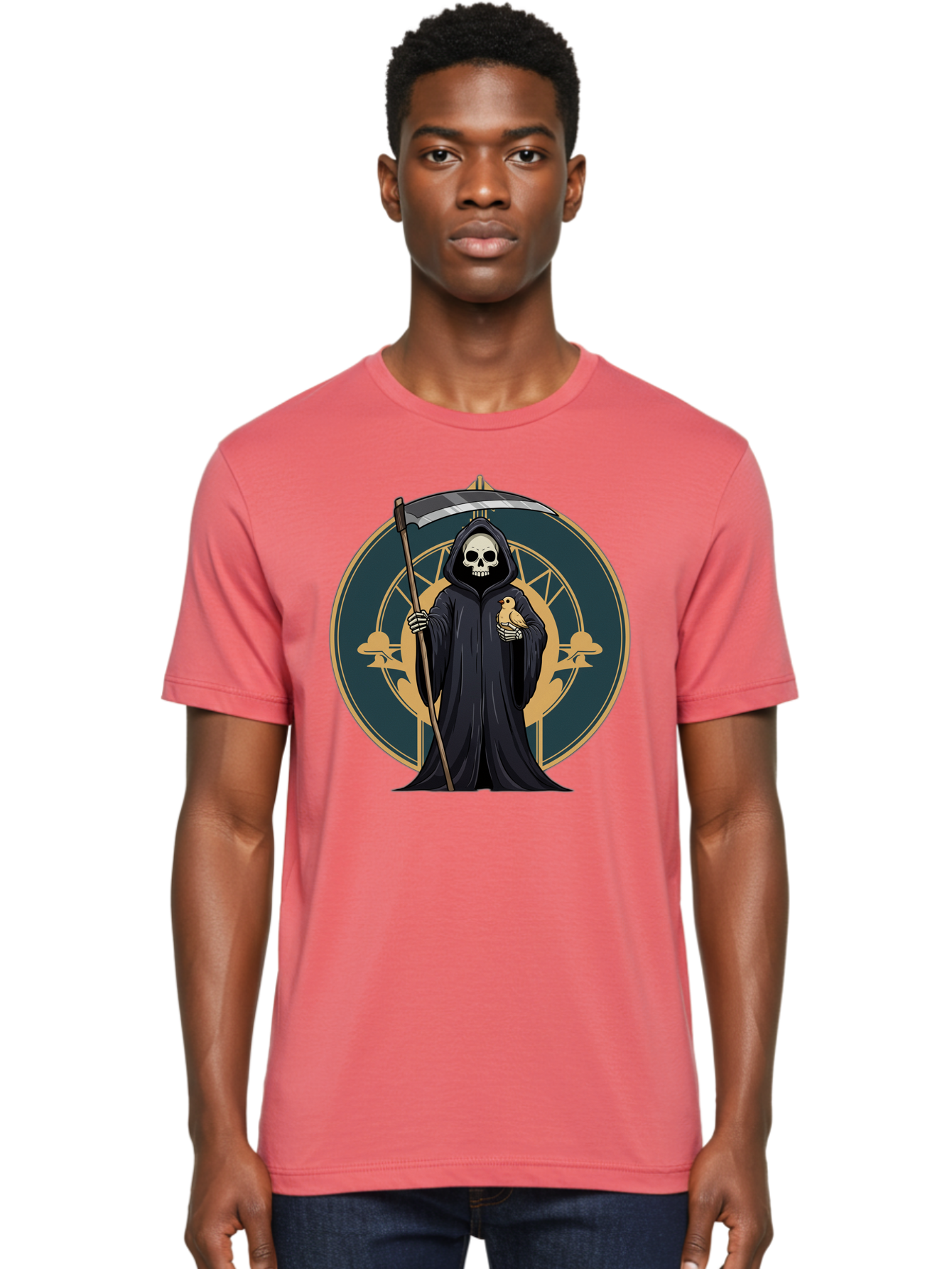 Grim-Reaper-With-Bird Men'S Graphic Tee, 100% Cotton, Comfortable Casual Summer Wear, Machine Washable, Vintage Camera, Old Camera, Antique Camera, Black Camera, Classic Photography, Photography Equipment, Nostalgic Device, Film Camera, Bam591 17