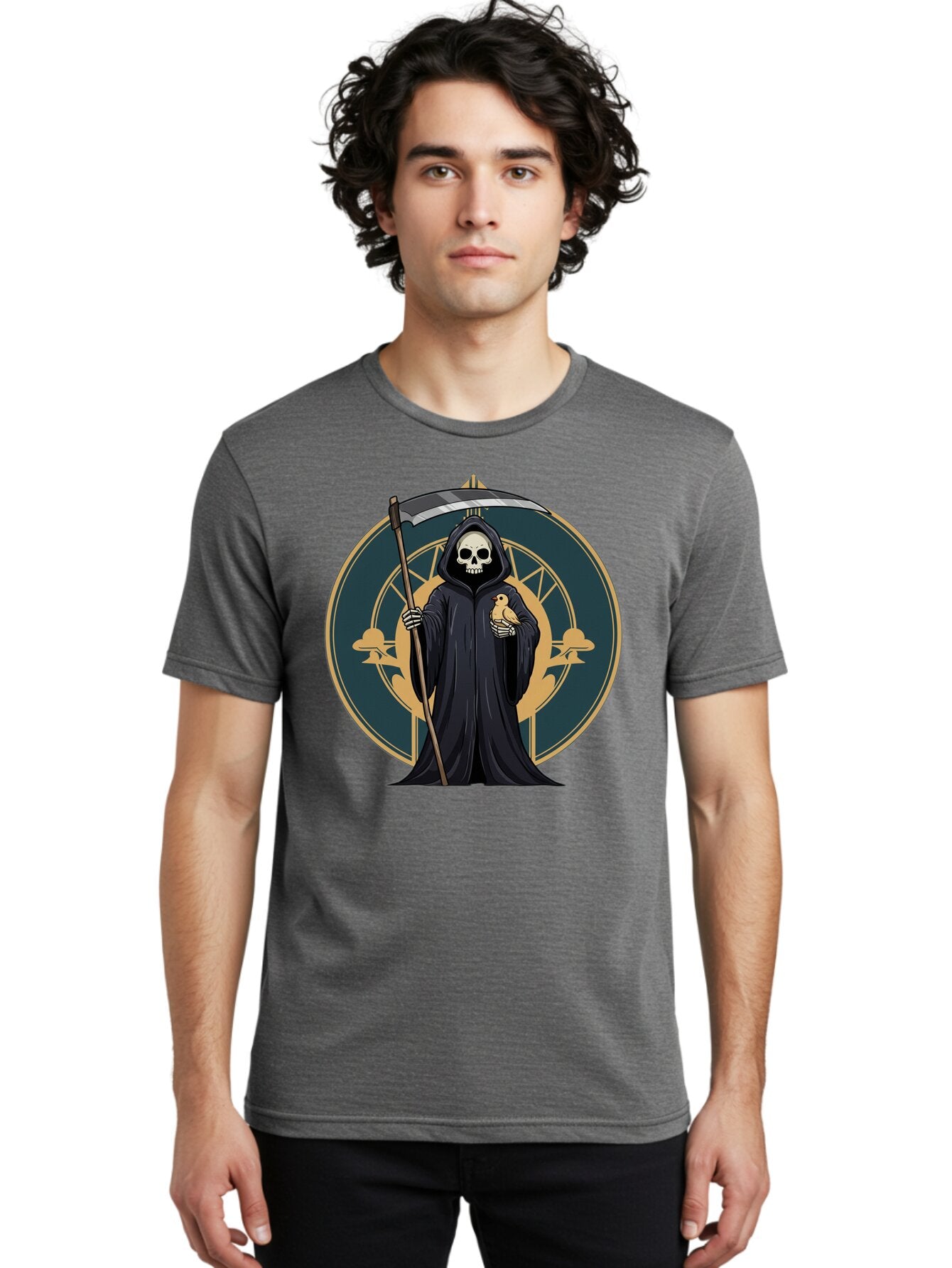 Grim-Reaper-With-Bird Men'S Graphic Tee, 100% Cotton, Comfortable Casual Summer Wear, Machine Washable, Vintage Camera, Old Camera, Antique Camera, Black Camera, Classic Photography, Photography Equipment, Nostalgic Device, Film Camera, Bam591 19