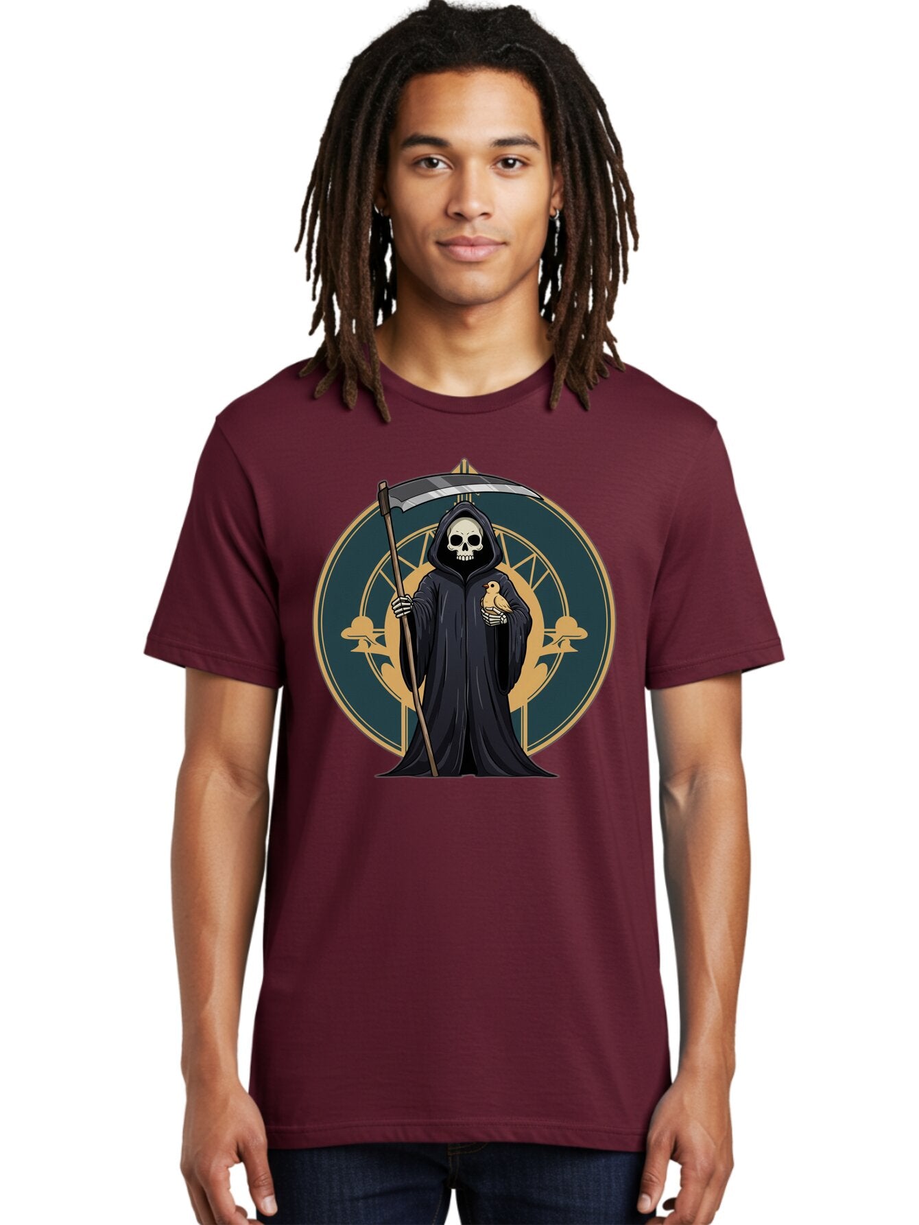 Grim-Reaper-With-Bird Men'S Graphic Tee, 100% Cotton, Comfortable Casual Summer Wear, Machine Washable, Vintage Camera, Old Camera, Antique Camera, Black Camera, Classic Photography, Photography Equipment, Nostalgic Device, Film Camera, Bam591 20