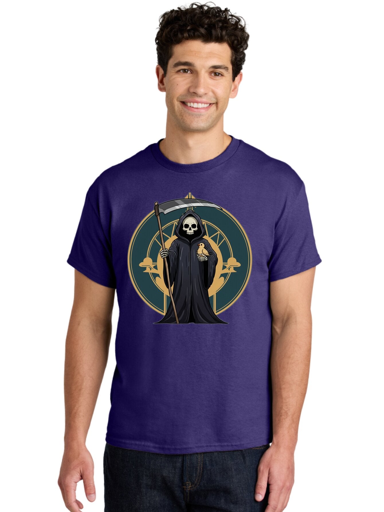 Grim-Reaper-With-Bird Men'S Graphic Tee, 100% Cotton, Comfortable Casual Summer Wear, Machine Washable, Vintage Camera, Old Camera, Antique Camera, Black Camera, Classic Photography, Photography Equipment, Nostalgic Device, Film Camera, Bam591 18
