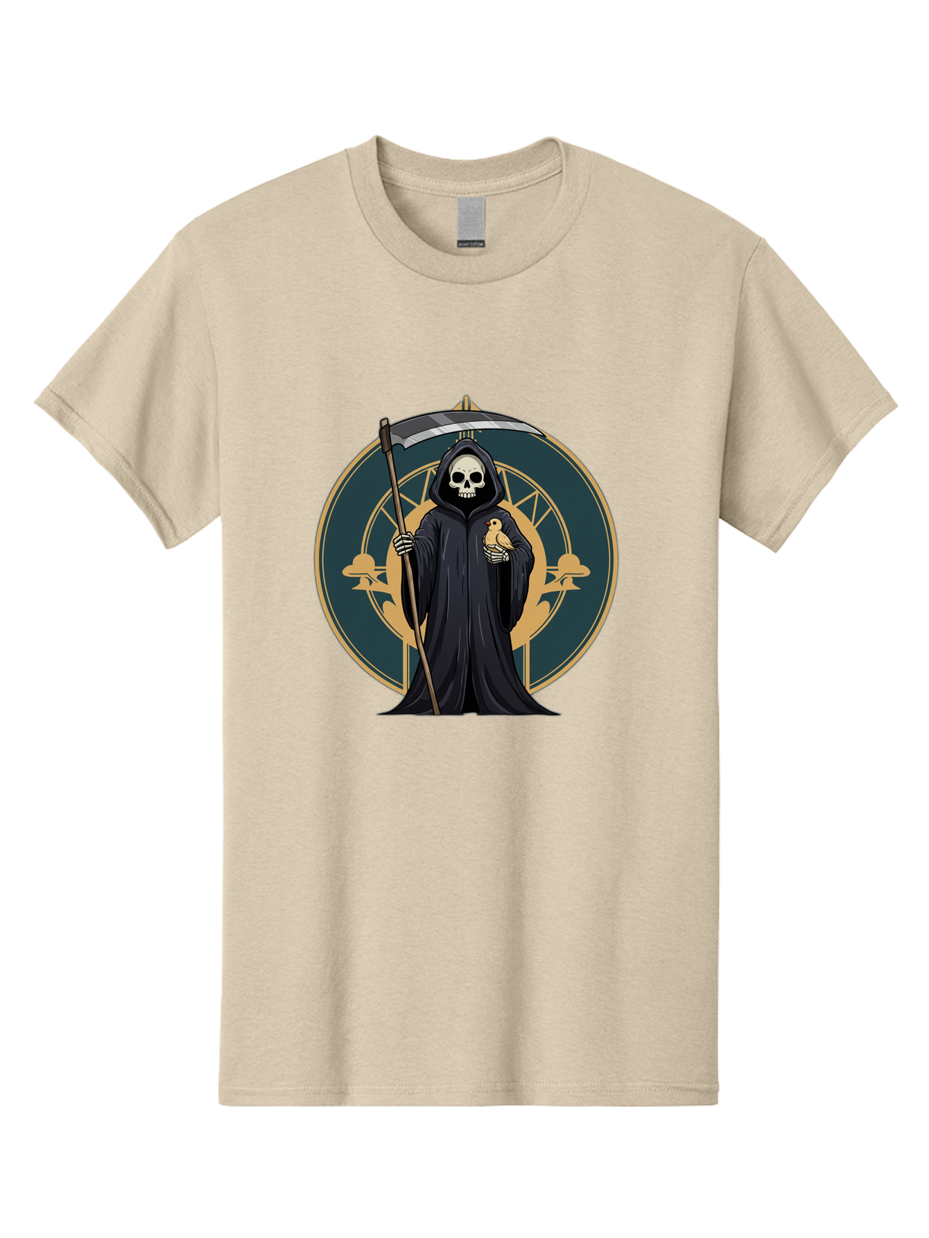 Grim-Reaper-With-Bird Men'S Graphic Tee, 100% Cotton, Comfortable Casual Summer Wear, Machine Washable, Vintage Camera, Old Camera, Antique Camera, Black Camera, Classic Photography, Photography Equipment, Nostalgic Device, Film Camera, Bam591