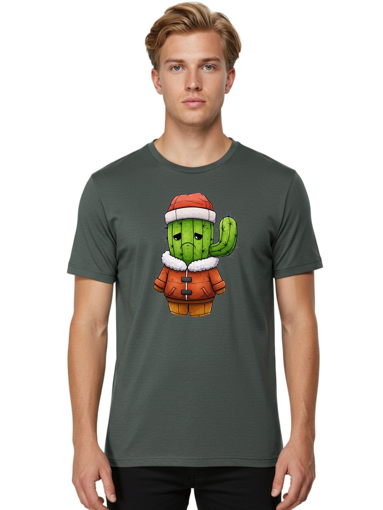 Grumpy-Cactus-In-Winter-Outfit Men'S Graphic Tee, 100% Cotton, Comfortable Casual Summer Wear, Machine Washable, Vintage Camera, Old Camera, Antique Camera, Black Camera, Classic Photography, Photography Equipment, Nostalgic Device, Bam592 18