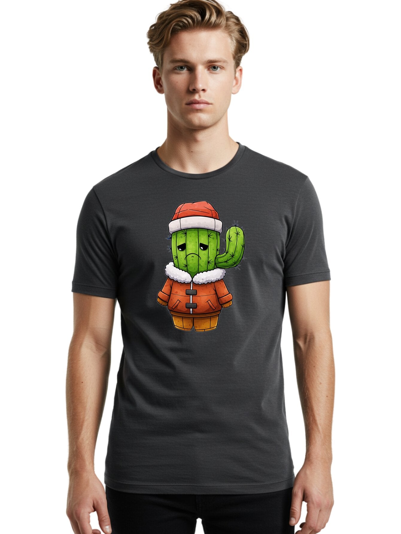 Grumpy-Cactus-In-Winter-Outfit Men'S Graphic Tee, 100% Cotton, Comfortable Casual Summer Wear, Machine Washable, Vintage Camera, Old Camera, Antique Camera, Black Camera, Classic Photography, Photography Equipment, Nostalgic Device, Bam592 22
