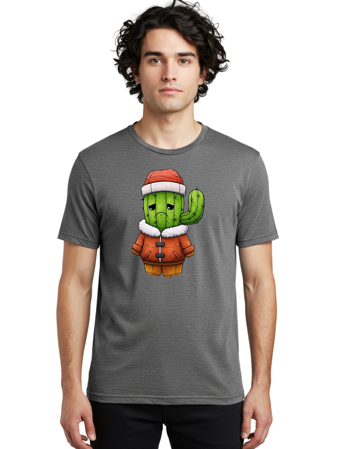 Grumpy-Cactus-In-Winter-Outfit Men'S Graphic Tee, 100% Cotton, Comfortable Casual Summer Wear, Machine Washable, Vintage Camera, Old Camera, Antique Camera, Black Camera, Classic Photography, Photography Equipment, Nostalgic Device, Bam592 24