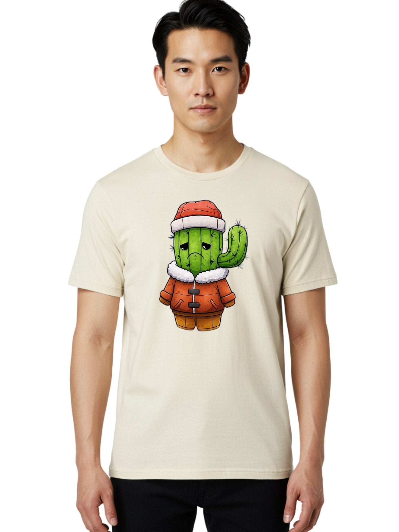 Grumpy-Cactus-In-Winter-Outfit Men'S Graphic Tee, 100% Cotton, Comfortable Casual Summer Wear, Machine Washable, Vintage Camera, Old Camera, Antique Camera, Black Camera, Classic Photography, Photography Equipment, Nostalgic Device, Bam592 28