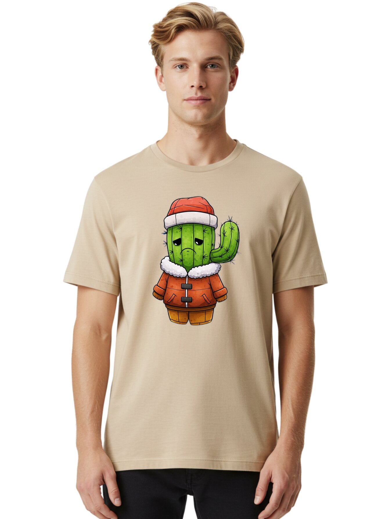 Grumpy-Cactus-In-Winter-Outfit Men'S Graphic Tee, 100% Cotton, Comfortable Casual Summer Wear, Machine Washable, Vintage Camera, Old Camera, Antique Camera, Black Camera, Classic Photography, Photography Equipment, Nostalgic Device, Bam592 25