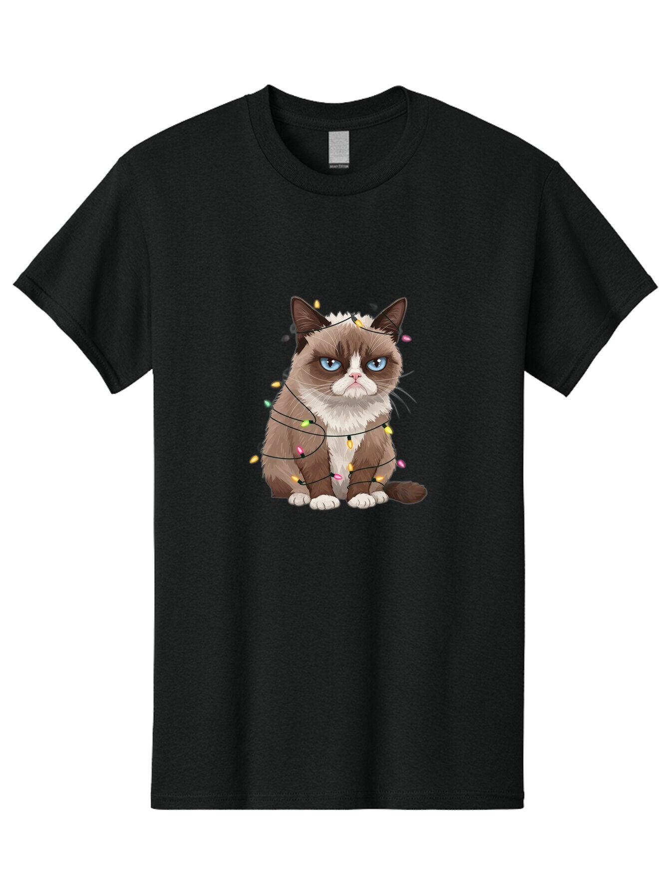 Grumpy-Cat-Christmas-Lights Men'S Graphic Tee, 100% Cotton, Comfortable Casual Summer Wear, Machine Washable, Vintage Camera, Old Camera, Antique Camera, Black Camera, Classic Photography, Photography Equipment, Nostalgic Device, Film Camera, Bam597 7
