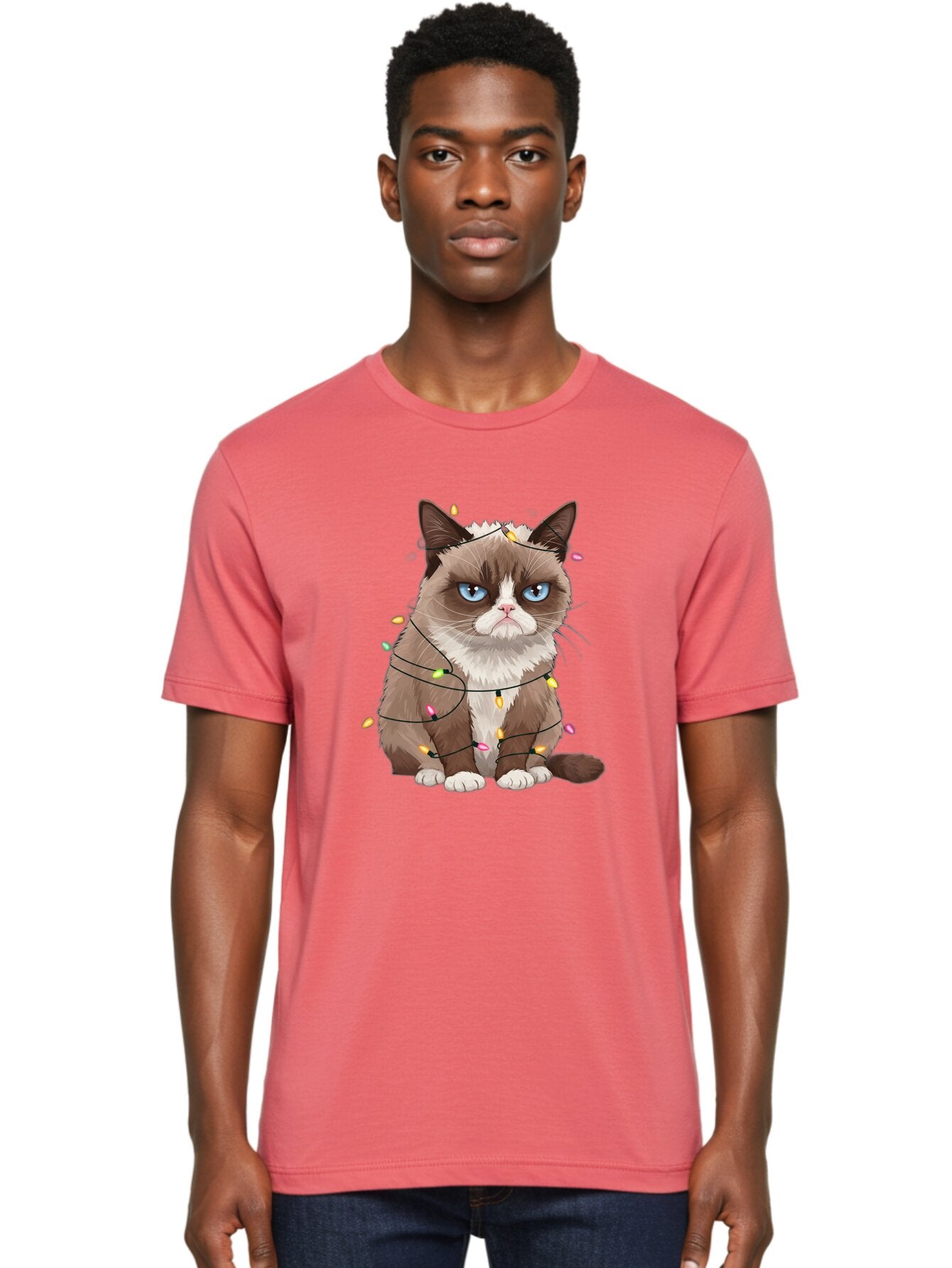Grumpy-Cat-Christmas-Lights Men'S Graphic Tee, 100% Cotton, Comfortable Casual Summer Wear, Machine Washable, Vintage Camera, Old Camera, Antique Camera, Black Camera, Classic Photography, Photography Equipment, Nostalgic Device, Film Camera, Bam597 29