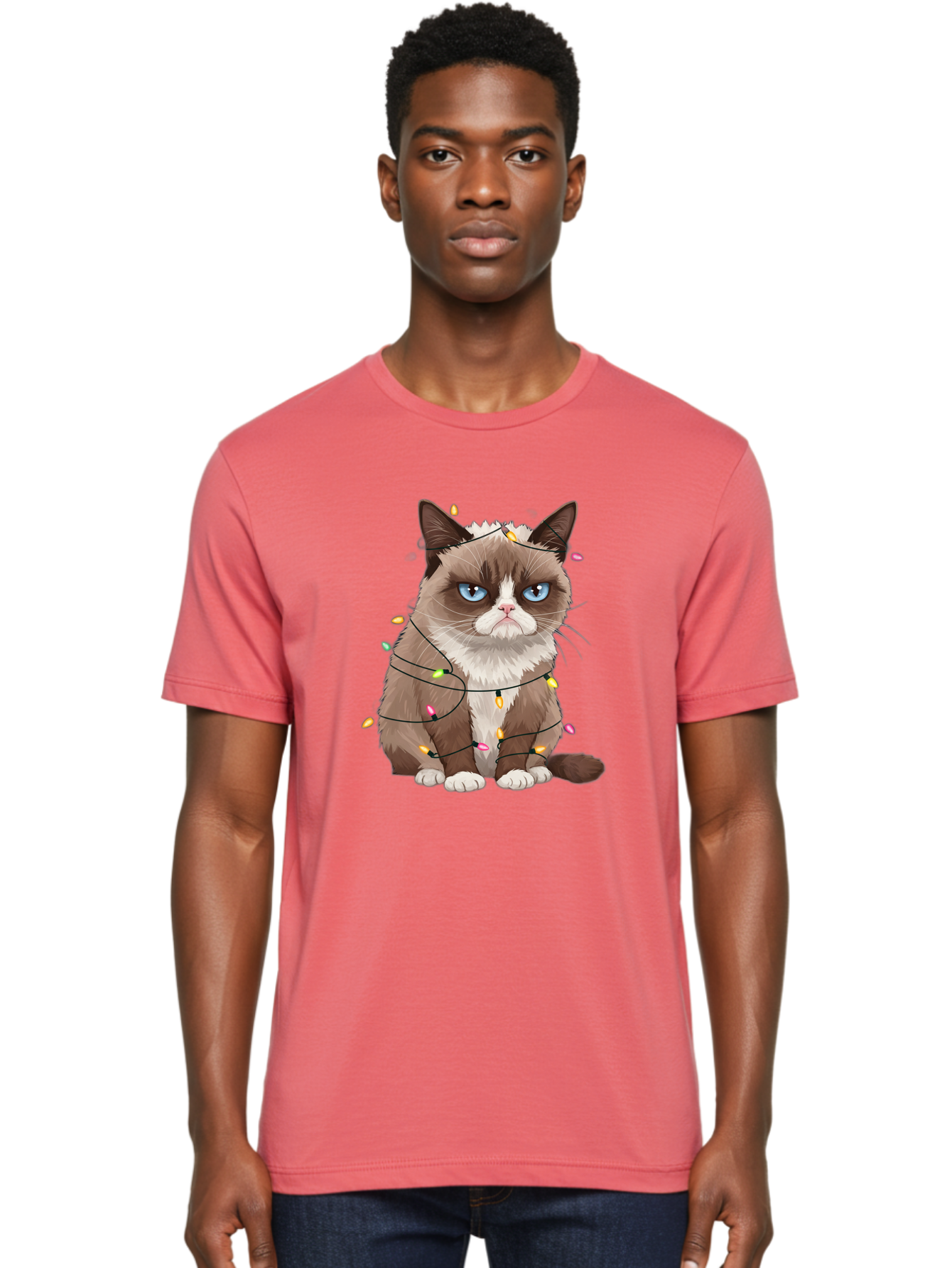 Grumpy-Cat-Christmas-Lights Men'S Graphic Tee, 100% Cotton, Comfortable Casual Summer Wear, Machine Washable, Vintage Camera, Old Camera, Antique Camera, Black Camera, Classic Photography, Photography Equipment, Nostalgic Device, Film Camera, Bam597 17