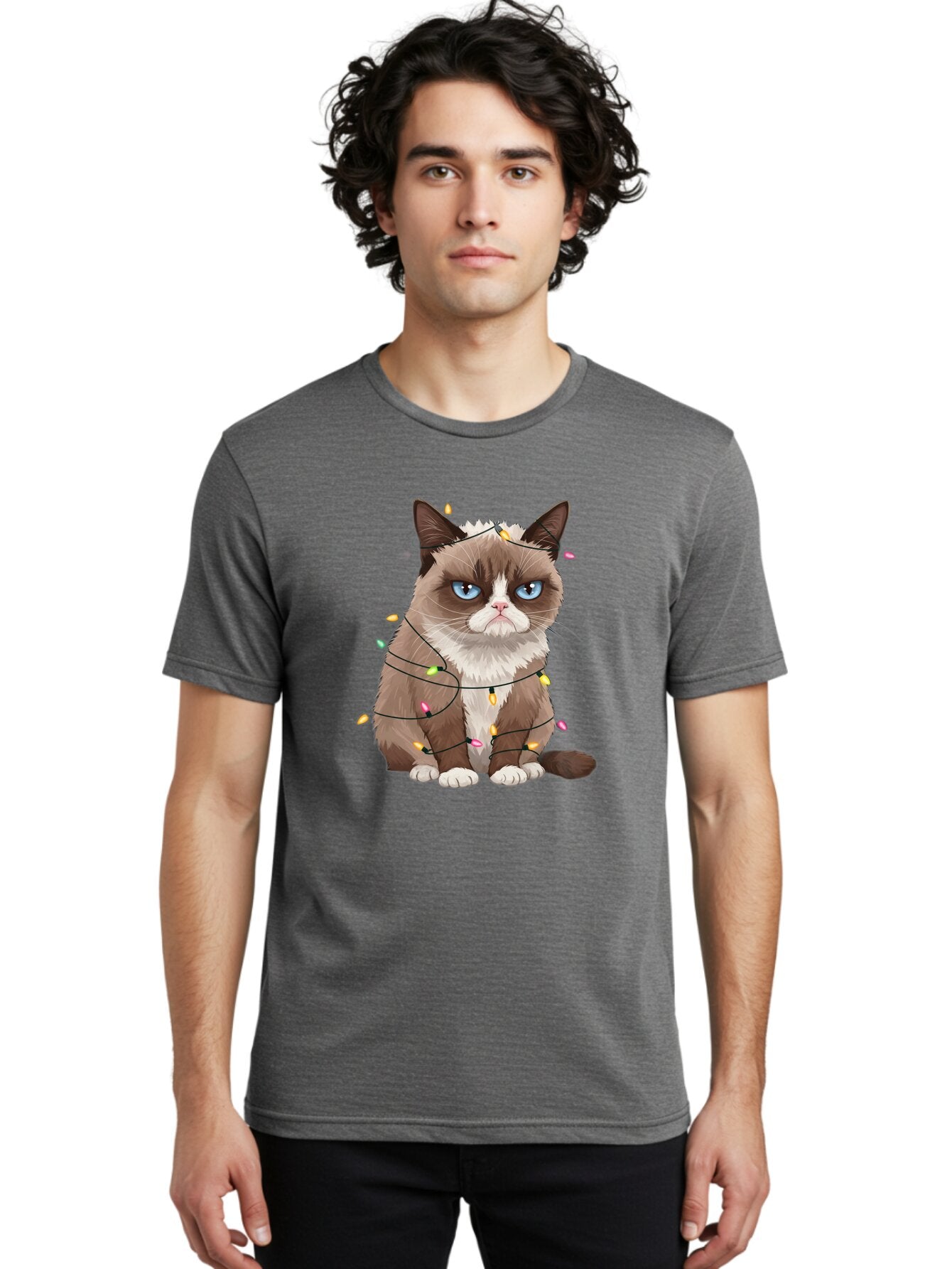 Grumpy-Cat-Christmas-Lights Men'S Graphic Tee, 100% Cotton, Comfortable Casual Summer Wear, Machine Washable, Vintage Camera, Old Camera, Antique Camera, Black Camera, Classic Photography, Photography Equipment, Nostalgic Device, Film Camera, Bam597 27