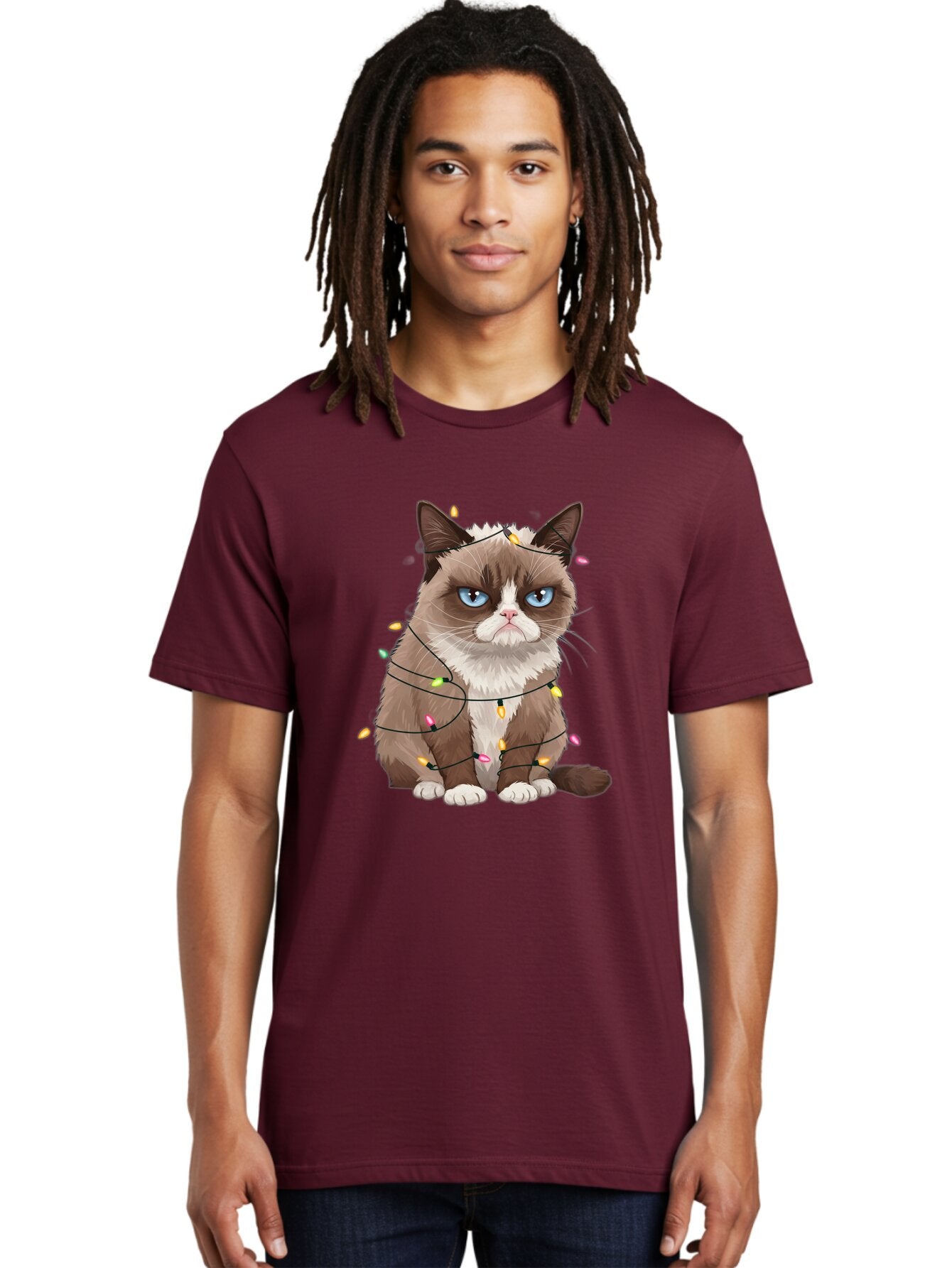 Grumpy-Cat-Christmas-Lights Men'S Graphic Tee, 100% Cotton, Comfortable Casual Summer Wear, Machine Washable, Vintage Camera, Old Camera, Antique Camera, Black Camera, Classic Photography, Photography Equipment, Nostalgic Device, Film Camera, Bam597 17