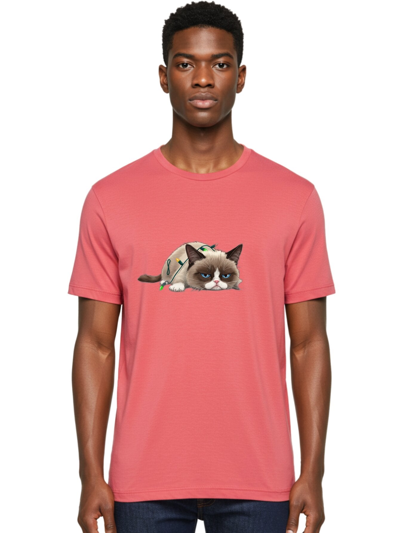 Grumpy-Cat-With-Christmas-Sweater Men'S Graphic Tee, 100% Cotton, Comfortable Casual Summer Wear, Machine Washable, Vintage Camera, Old Camera, Antique Camera, Black Camera, Classic Photography, Photography Equipment, Nostalgic Device, Bam598 27