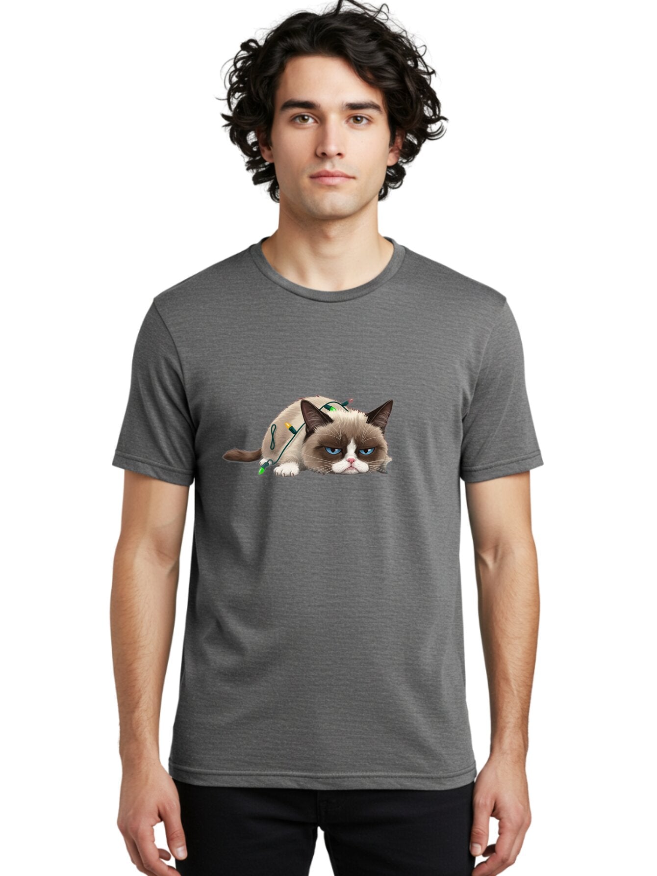 Grumpy-Cat-With-Christmas-Sweater Men'S Graphic Tee, 100% Cotton, Comfortable Casual Summer Wear, Machine Washable, Vintage Camera, Old Camera, Antique Camera, Black Camera, Classic Photography, Photography Equipment, Nostalgic Device, Bam598 25