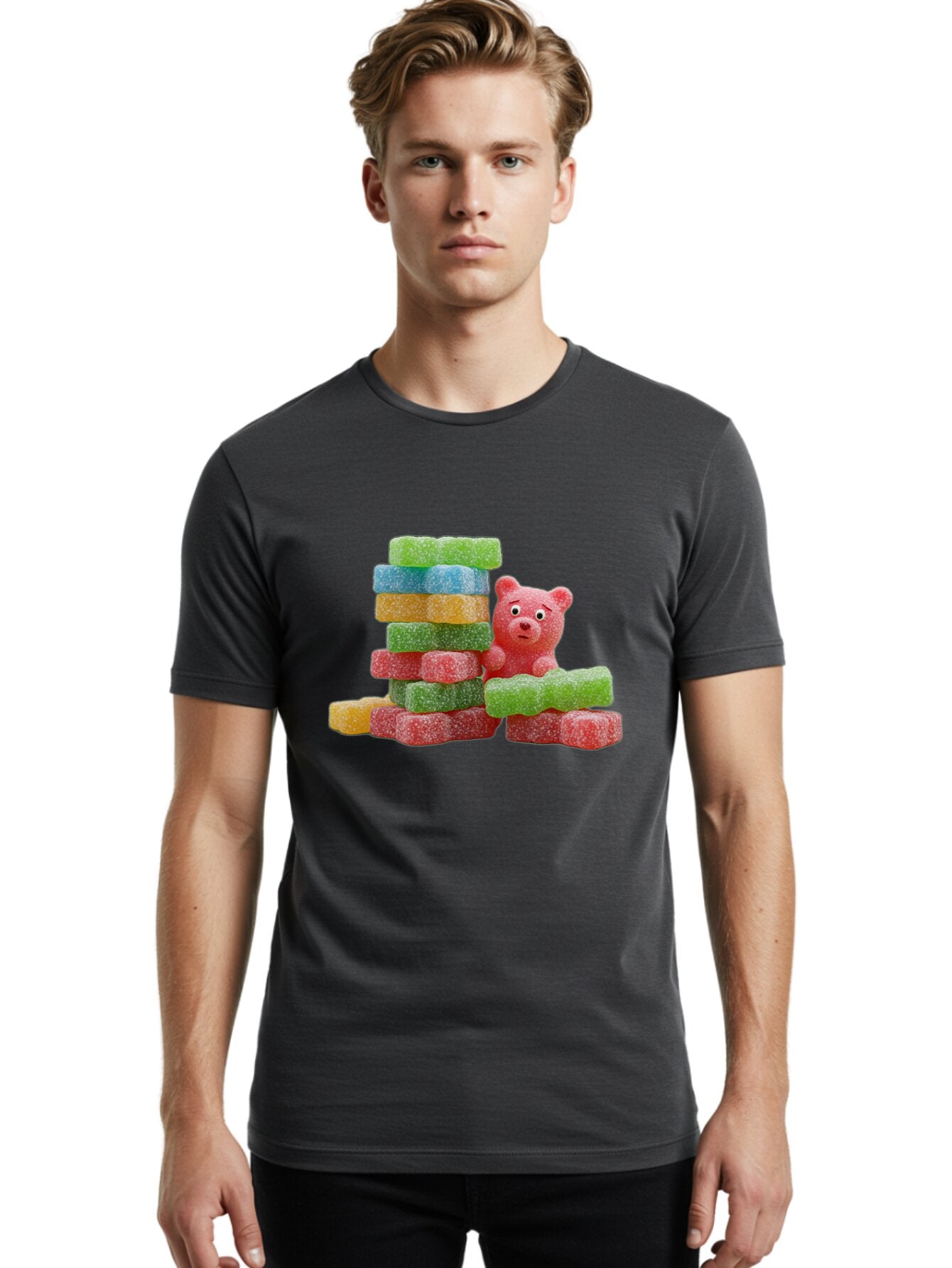Gummy-Bear-Gummies Men'S Graphic Tee, 100% Cotton, Comfortable Casual Summer Wear, Machine Washable, Vintage Camera, Old Camera, Antique Camera, Black Camera, Classic Photography, Photography Equipment, Nostalgic Device, Film Camera, Bam608 21
