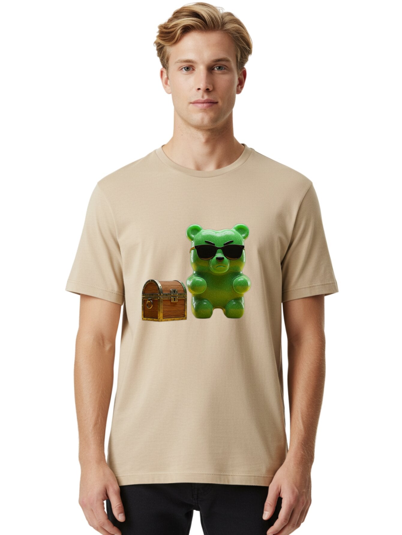 Gummy-Bear-In-Shades Men'S Graphic Tee, 100% Cotton, Comfortable Casual Summer Wear, Machine Washable, Vintage Camera, Old Camera, Antique Camera, Black Camera, Classic Photography, Photography Equipment, Nostalgic Device, Film Camera, Bam609 16