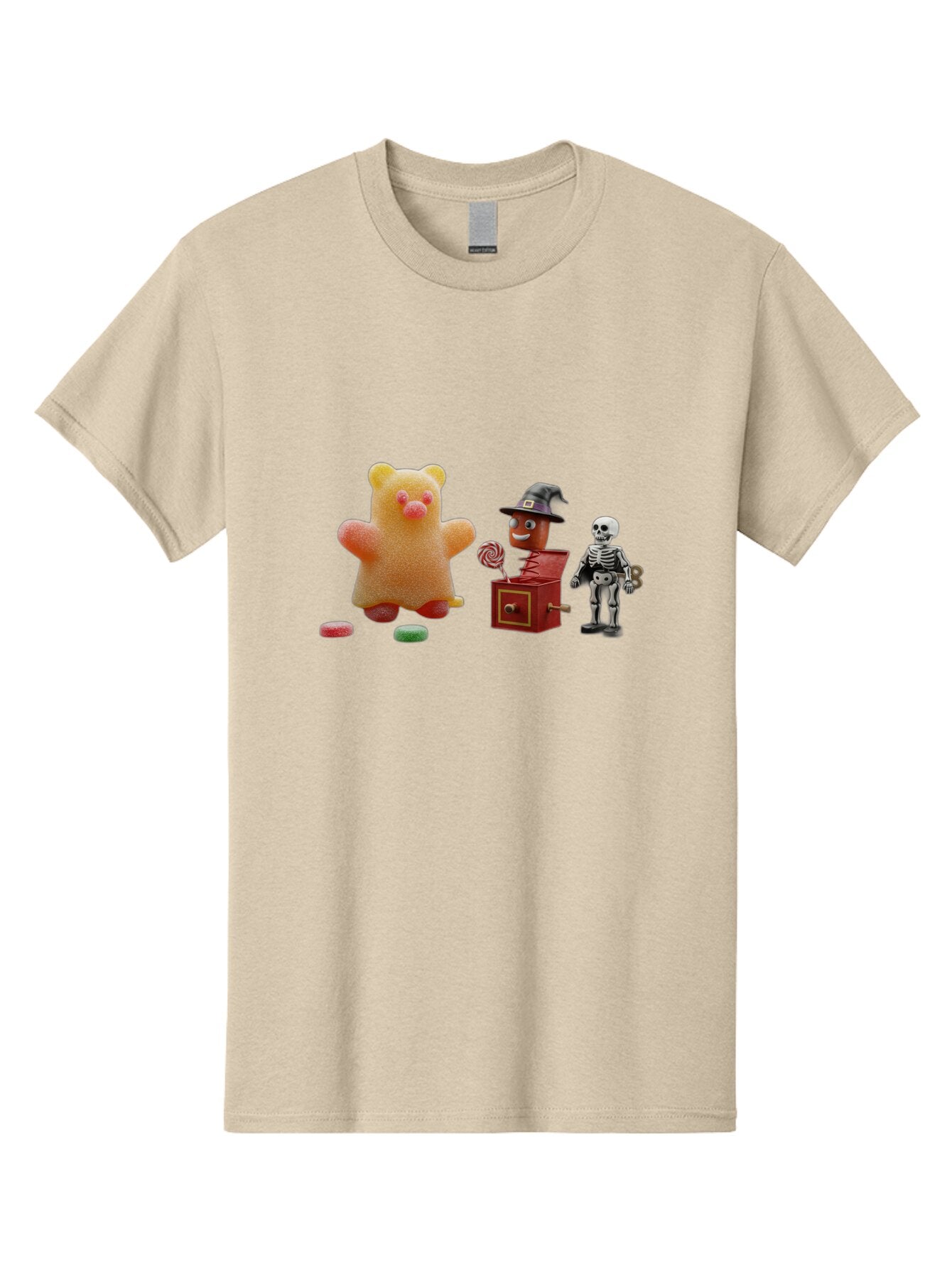 Gummy-Bear-Jack-In-The-Box-Skeleton Men'S Graphic Tee, 100% Cotton, Comfortable Casual Summer Wear, Machine Washable, Vintage Camera, Old Camera, Antique Camera, Black Camera, Classic Photography, Photography Equipment, Nostalgic Device, Bam610 12