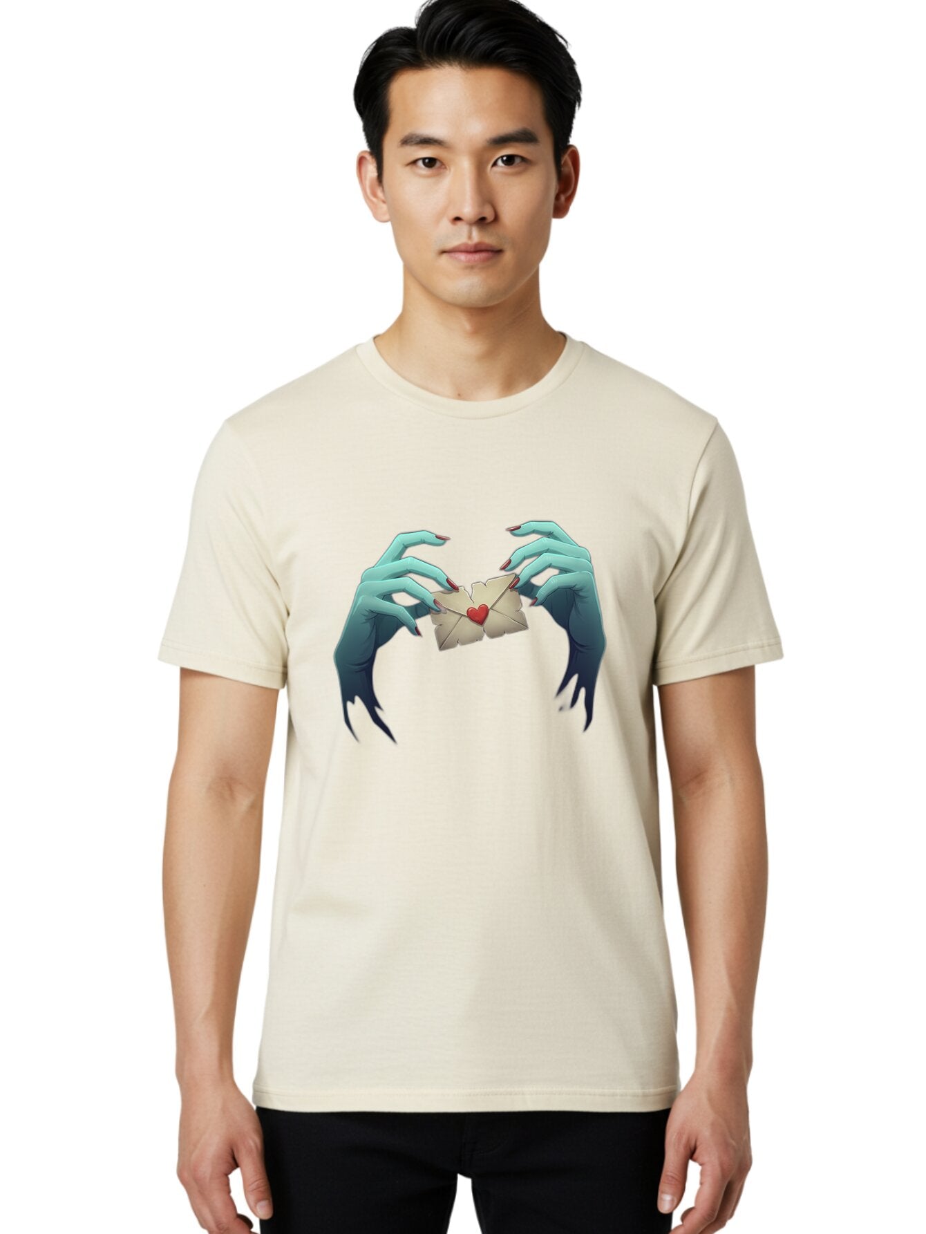 Hands-Holding-Envelope-With-Heart Men'S Graphic Tee, 100% Cotton, Comfortable Casual Summer Wear, Machine Washable, Vintage Camera, Old Camera, Antique Camera, Black Camera, Classic Photography, Photography Equipment, Nostalgic Device, Bam619 19