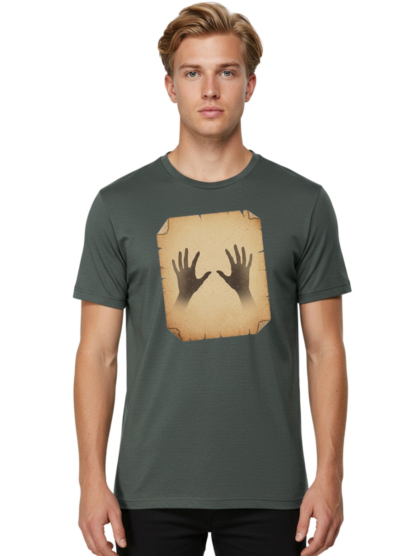 Hands Men'S Graphic Tee, 100% Cotton, Comfortable Casual Summer Wear, Machine Washable, Vintage Camera, Old Camera, Antique Camera, Black Camera, Classic Photography, Photography Equipment, Nostalgic Device, Film Camera, Camera Art Bam620 16