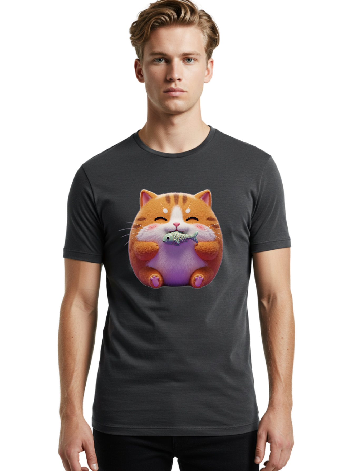 Happy-Cat-With-Fish Men'S Graphic Tee, 100% Cotton, Comfortable Casual Summer Wear, Machine Washable, Vintage Camera, Old Camera, Antique Camera, Black Camera, Classic Photography, Photography Equipment, Nostalgic Device, Film Camera, Bam621 22
