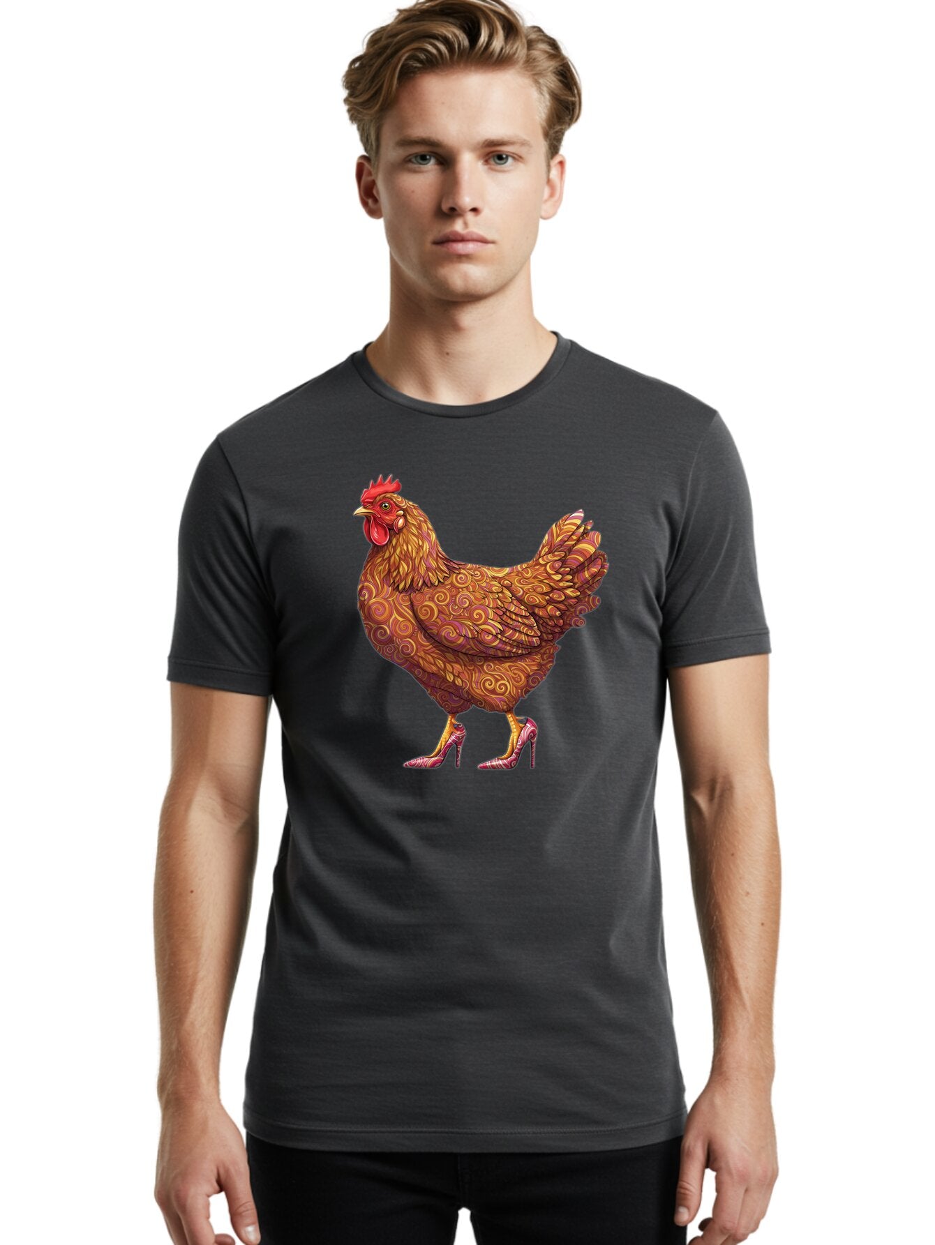 High-Heel-Chicken-1 Men'S Graphic Tee, 100% Cotton, Comfortable Casual Summer Wear, Machine Washable, Vintage Camera, Old Camera, Antique Camera, Black Camera, Classic Photography, Photography Equipment, Nostalgic Device, Film Camera, Bam645 23