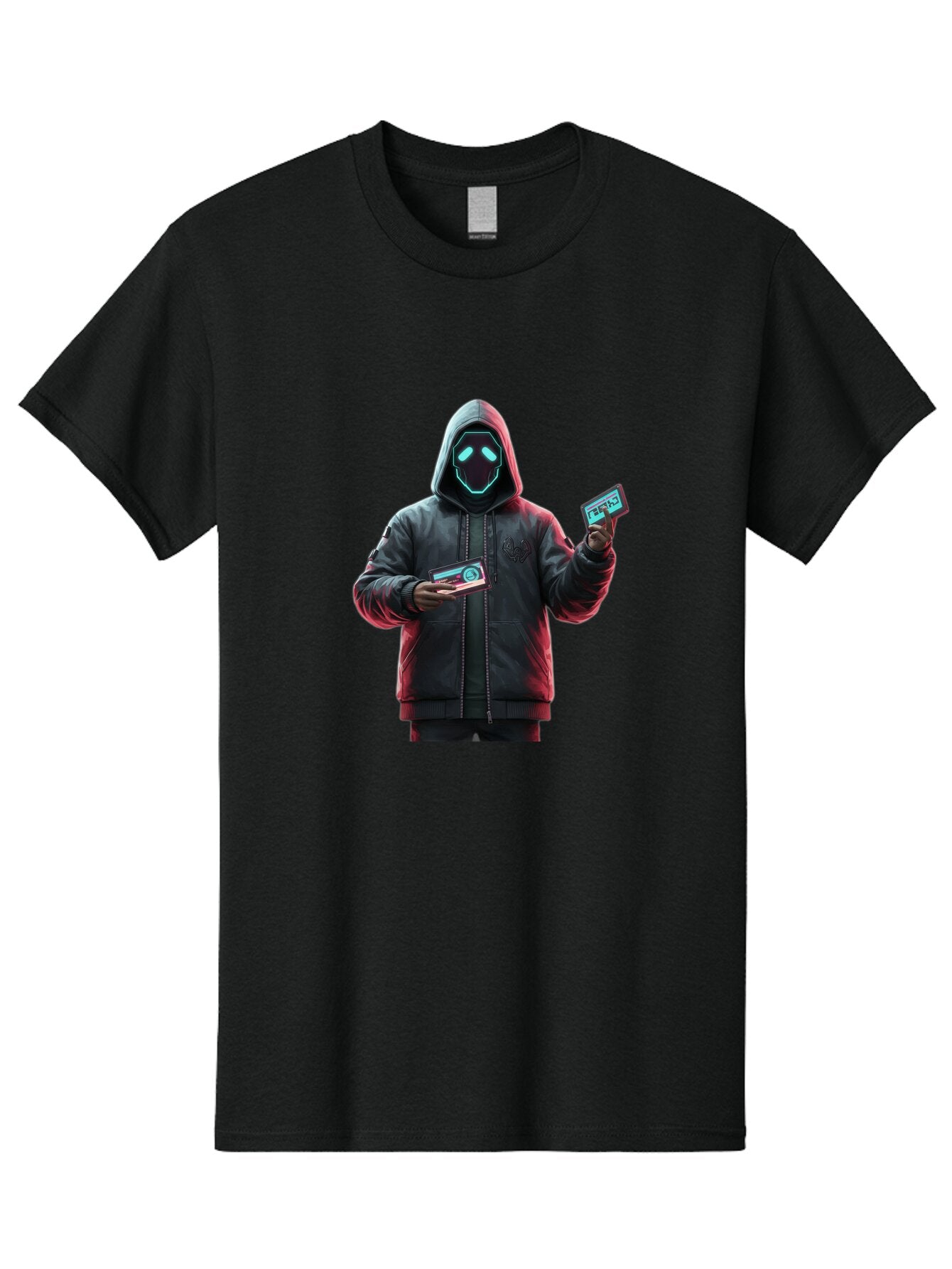 Hooded-Figure-With-Credit-Cards Men'S Graphic Tee, 100% Cotton, Comfortable Casual Summer Wear, Machine Washable, Vintage Camera, Old Camera, Antique Camera, Black Camera, Classic Photography, Photography Equipment, Nostalgic Device, Bam651 6