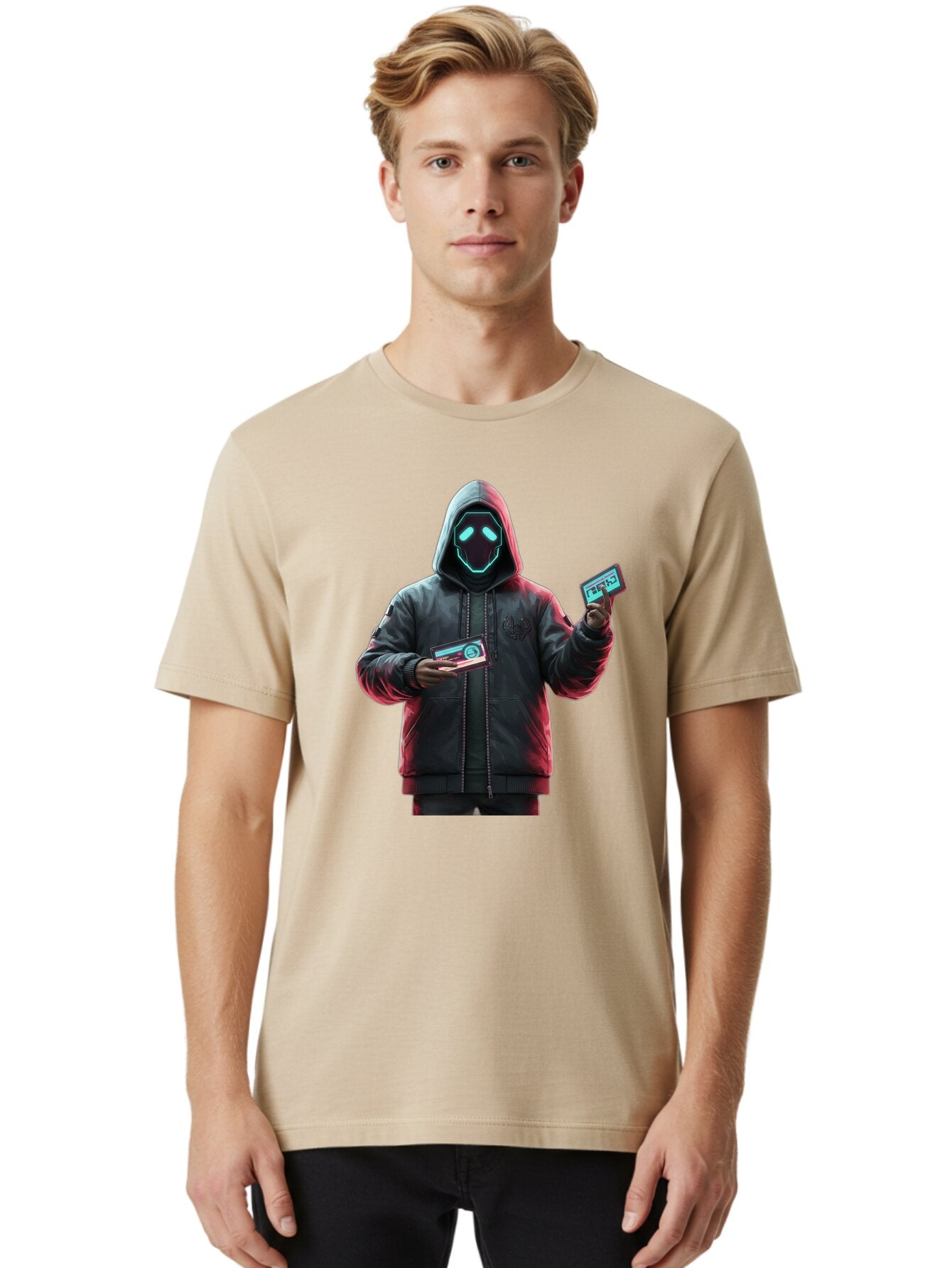 Hooded-Figure-With-Credit-Cards Men'S Graphic Tee, 100% Cotton, Comfortable Casual Summer Wear, Machine Washable, Vintage Camera, Old Camera, Antique Camera, Black Camera, Classic Photography, Photography Equipment, Nostalgic Device, Bam651 30