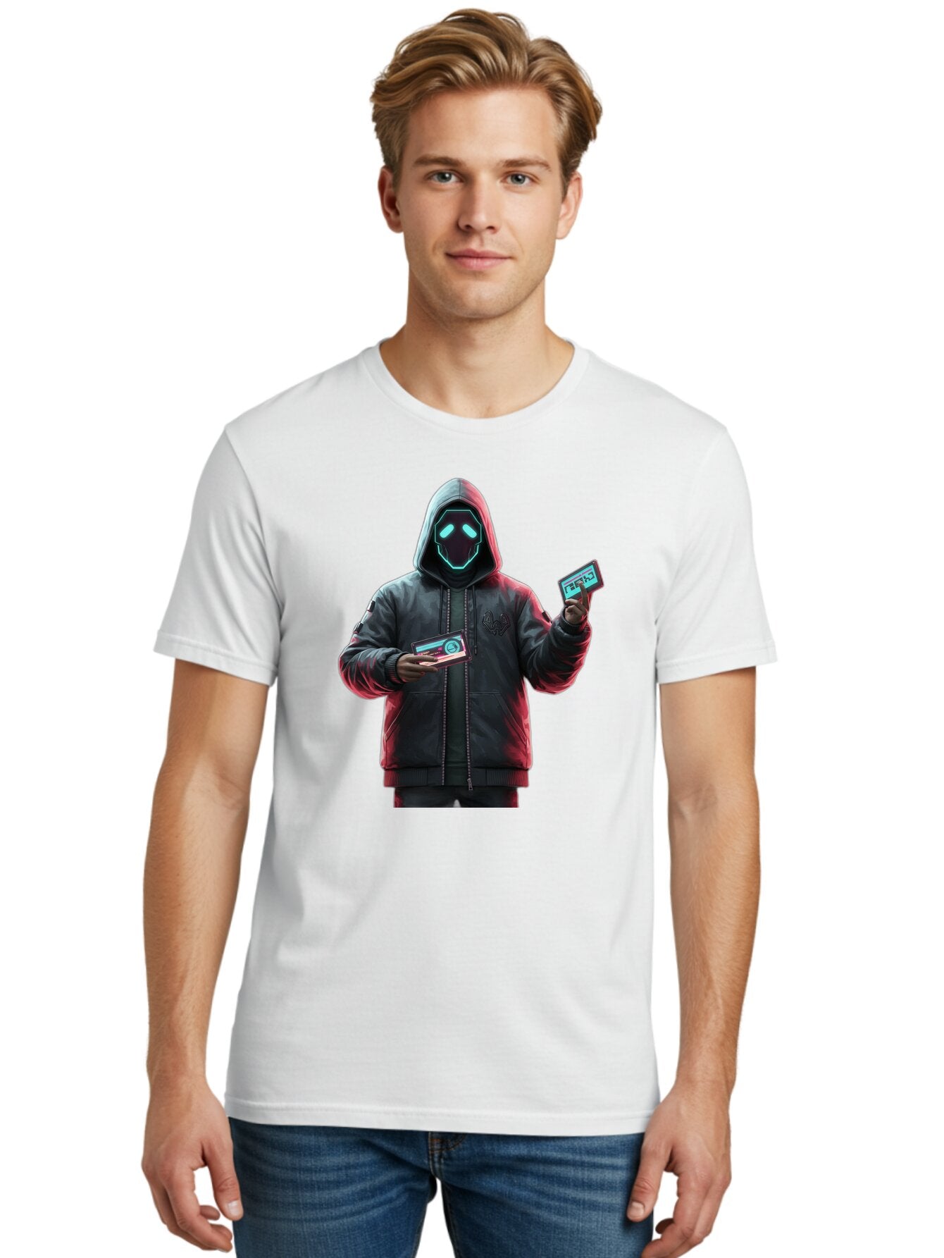 Hooded-Figure-With-Credit-Cards Men'S Graphic Tee, 100% Cotton, Comfortable Casual Summer Wear, Machine Washable, Vintage Camera, Old Camera, Antique Camera, Black Camera, Classic Photography, Photography Equipment, Nostalgic Device, Bam651 21