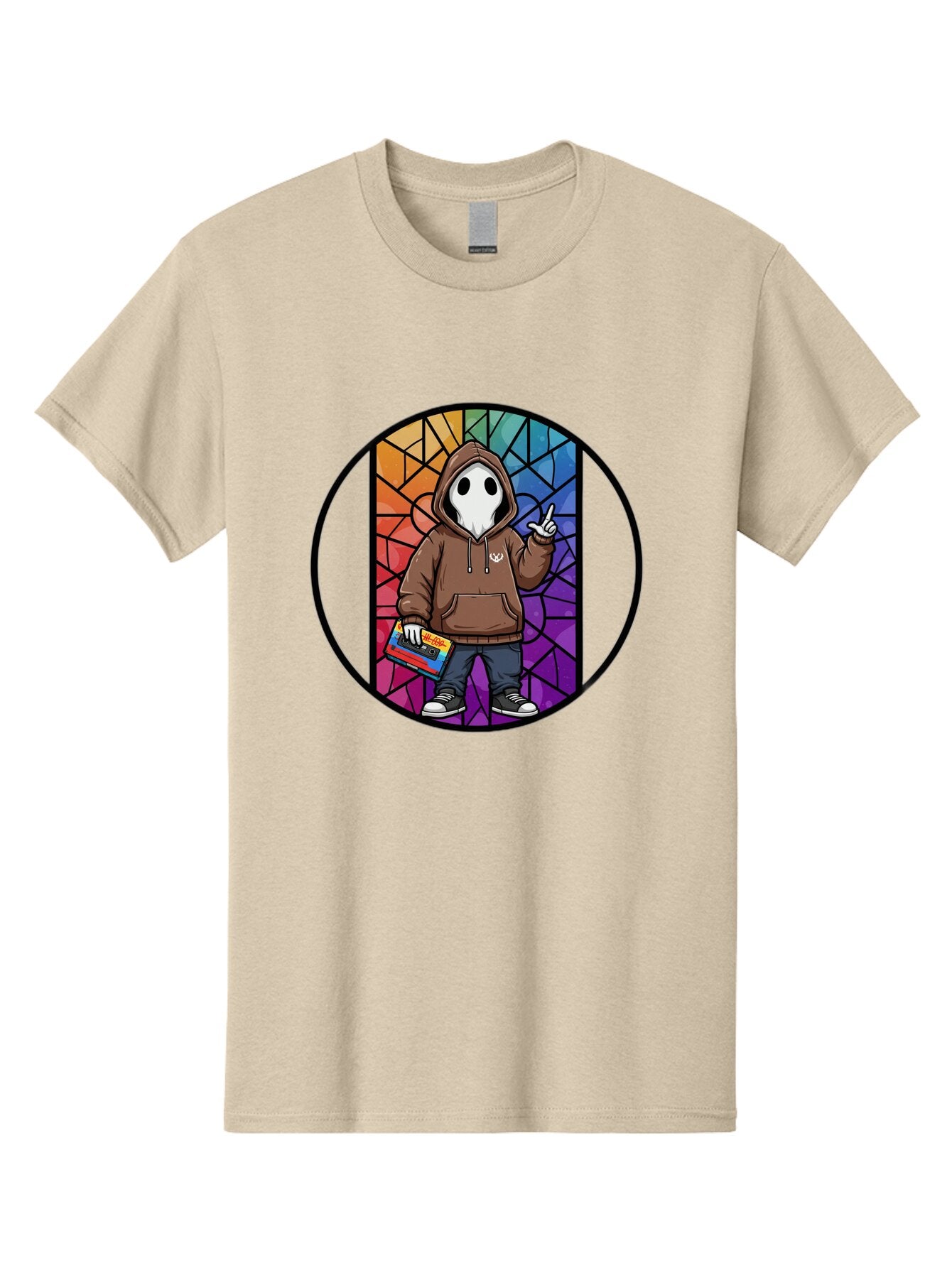 Hooded-Ghost-With-Boombox Men'S Graphic Tee, 100% Cotton, Comfortable Casual Summer Wear, Machine Washable, Vintage Camera, Old Camera, Antique Camera, Black Camera, Classic Photography, Photography Equipment, Nostalgic Device, Film Camera, Bam653 4