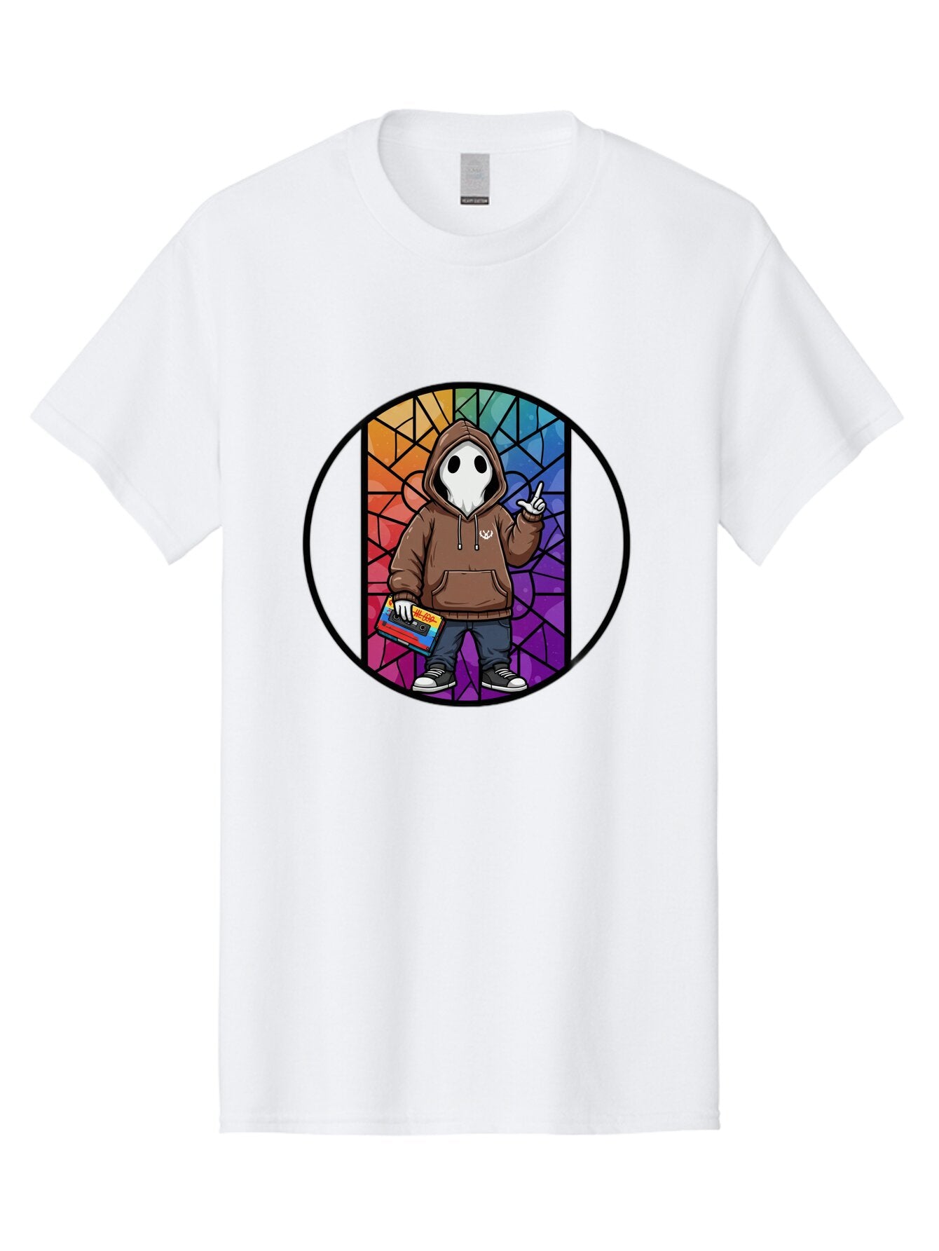 Hooded-Ghost-With-Boombox Men'S Graphic Tee, 100% Cotton, Comfortable Casual Summer Wear, Machine Washable, Vintage Camera, Old Camera, Antique Camera, Black Camera, Classic Photography, Photography Equipment, Nostalgic Device, Film Camera, Bam653 7