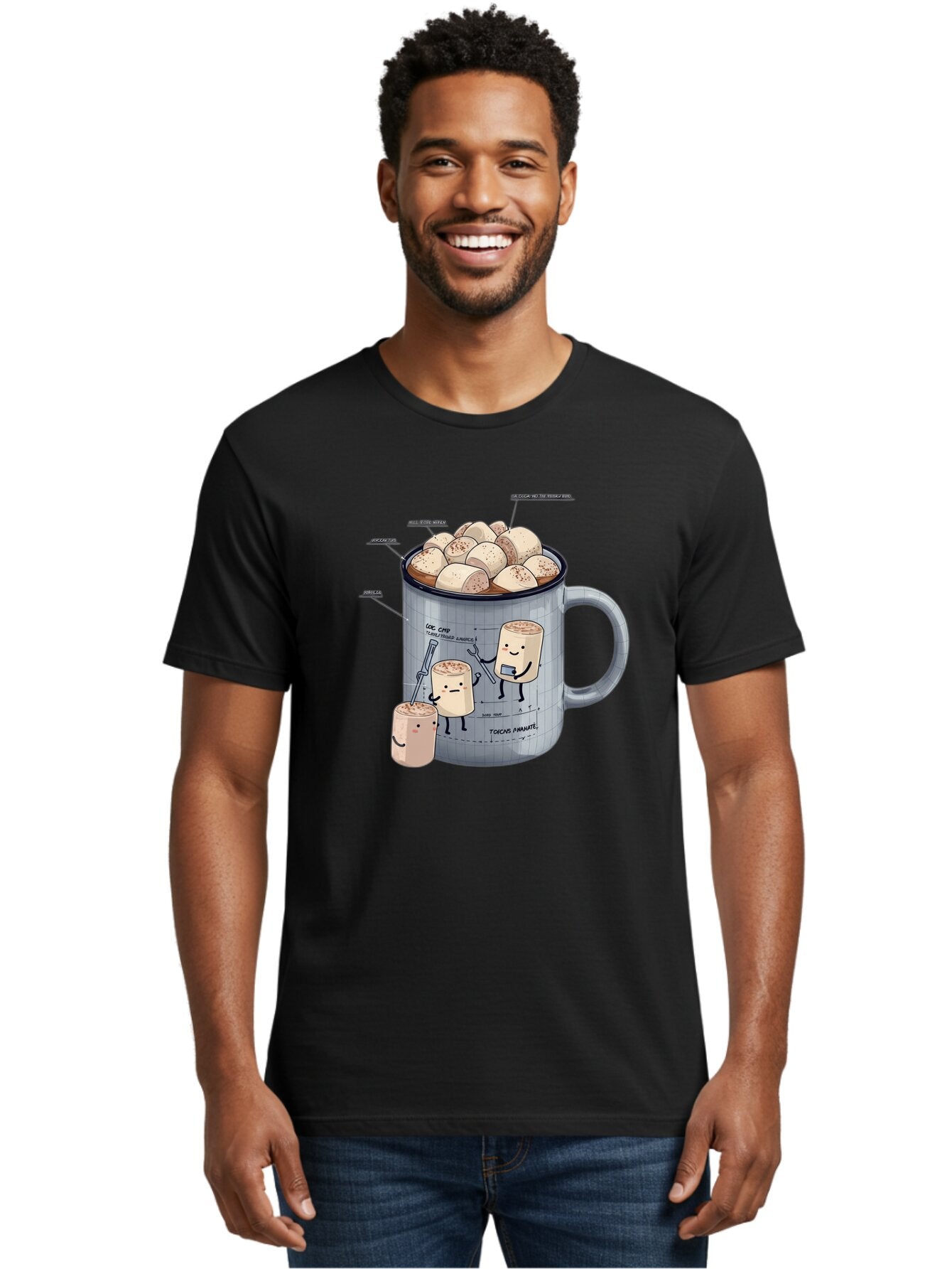 Hot-Chocolate-Mug-With-Marshmallow-1 Men'S Graphic Tee, 100% Cotton, Comfortable Casual Summer Wear, Machine Washable, Vintage Camera, Old Camera, Antique Camera, Black Camera, Classic Photography, Photography Equipment, Nostalgic Device, Bam664 23