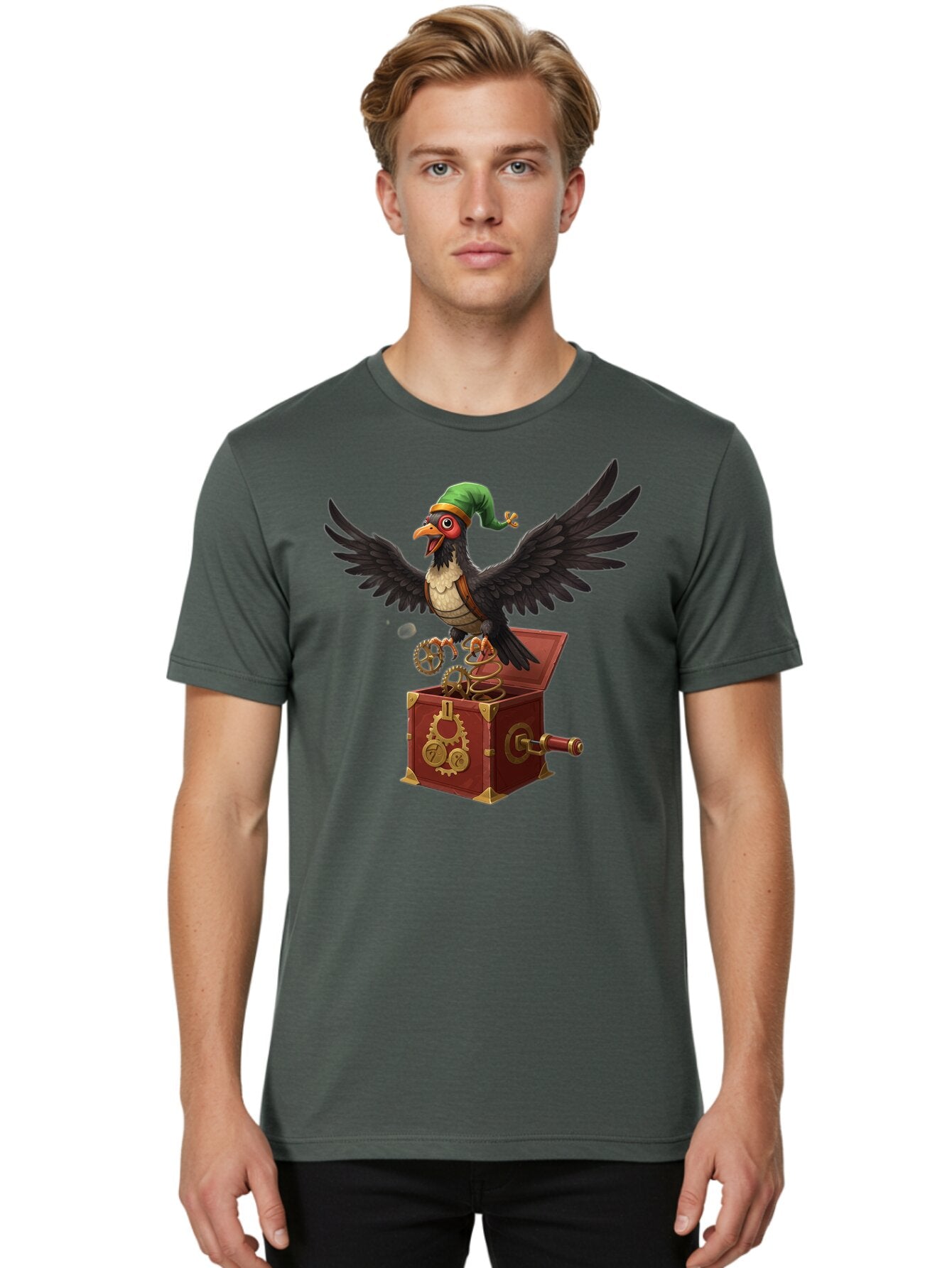 Jack-In-The-Box-Bird Men'S Graphic Tee, 100% Cotton, Comfortable Casual Summer Wear, Machine Washable, Vintage Camera, Old Camera, Antique Camera, Black Camera, Classic Photography, Photography Equipment, Nostalgic Device, Film Camera, Bam692 17