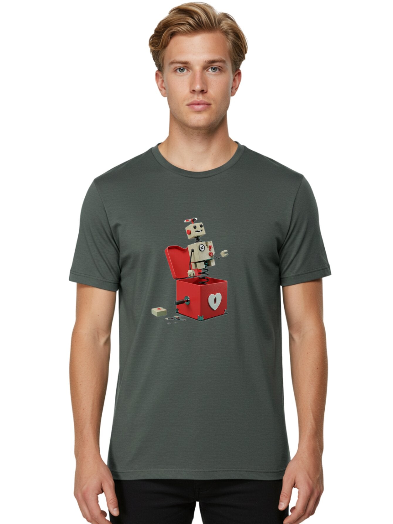 Jack-In-The-Box-Robot Men'S Graphic Tee, 100% Cotton, Comfortable Casual Summer Wear, Machine Washable, Vintage Camera, Old Camera, Antique Camera, Black Camera, Classic Photography, Photography Equipment, Nostalgic Device, Film Camera, Bam696 25