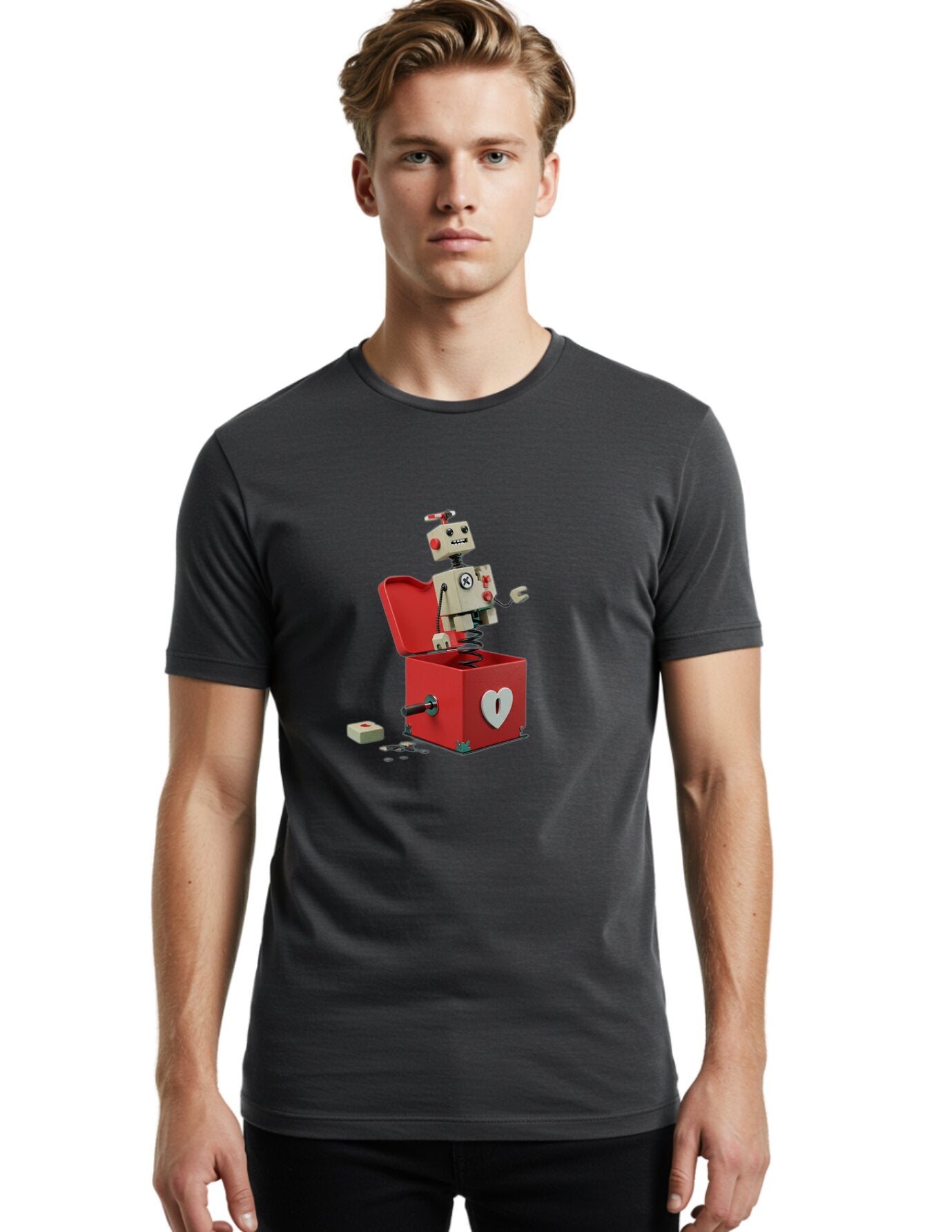 Jack-In-The-Box-Robot Men'S Graphic Tee, 100% Cotton, Comfortable Casual Summer Wear, Machine Washable, Vintage Camera, Old Camera, Antique Camera, Black Camera, Classic Photography, Photography Equipment, Nostalgic Device, Film Camera, Bam696 19