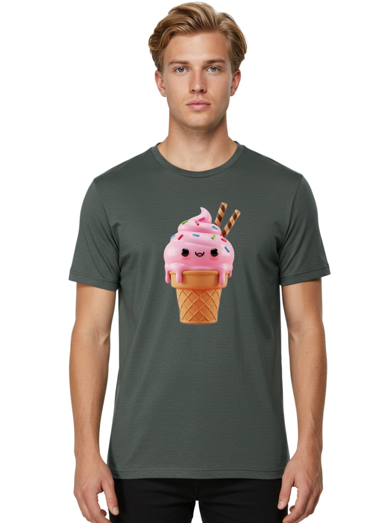Kawaii-Ice-Cream Men'S Graphic Tee, 100% Cotton, Comfortable Casual Summer Wear, Machine Washable, Vintage Camera, Old Camera, Antique Camera, Black Camera, Classic Photography, Photography Equipment, Nostalgic Device, Film Camera, Camera Art Bam710 19
