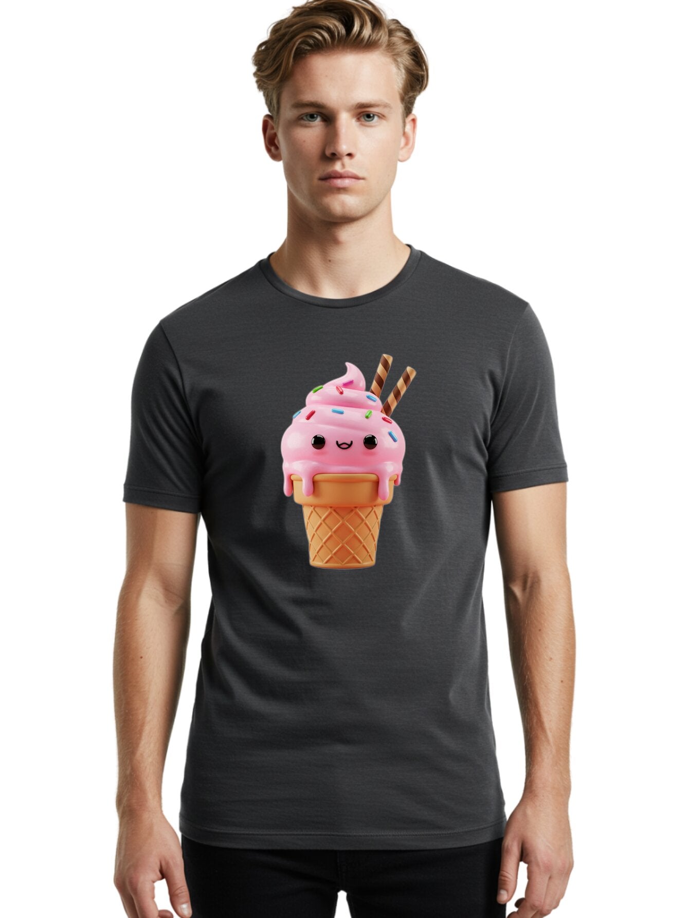 Kawaii-Ice-Cream Men'S Graphic Tee, 100% Cotton, Comfortable Casual Summer Wear, Machine Washable, Vintage Camera, Old Camera, Antique Camera, Black Camera, Classic Photography, Photography Equipment, Nostalgic Device, Film Camera, Camera Art Bam710 29