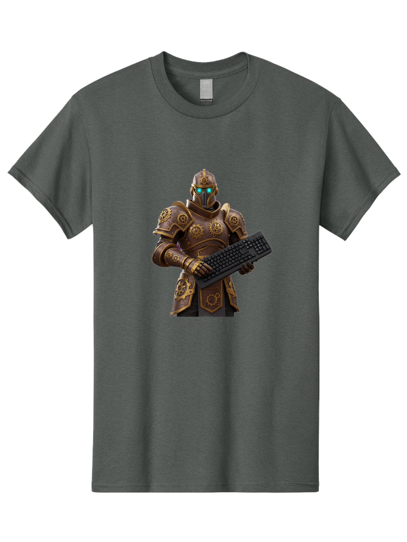 Knight-Holding-Keyboard Men'S Graphic Tee, 100% Cotton, Comfortable Casual Summer Wear, Machine Washable, Vintage Camera, Old Camera, Antique Camera, Black Camera, Classic Photography, Photography Equipment, Nostalgic Device, Film Camera, Bam722 15