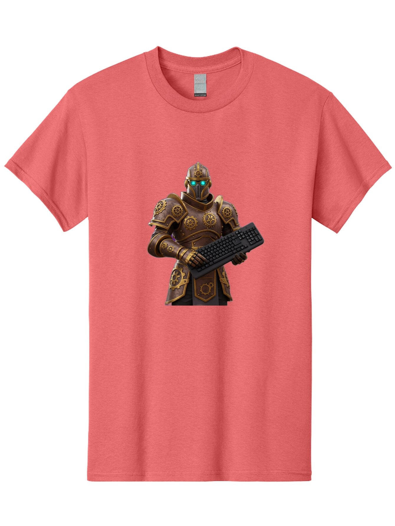 Knight-Holding-Keyboard Men'S Graphic Tee, 100% Cotton, Comfortable Casual Summer Wear, Machine Washable, Vintage Camera, Old Camera, Antique Camera, Black Camera, Classic Photography, Photography Equipment, Nostalgic Device, Film Camera, Bam722 7