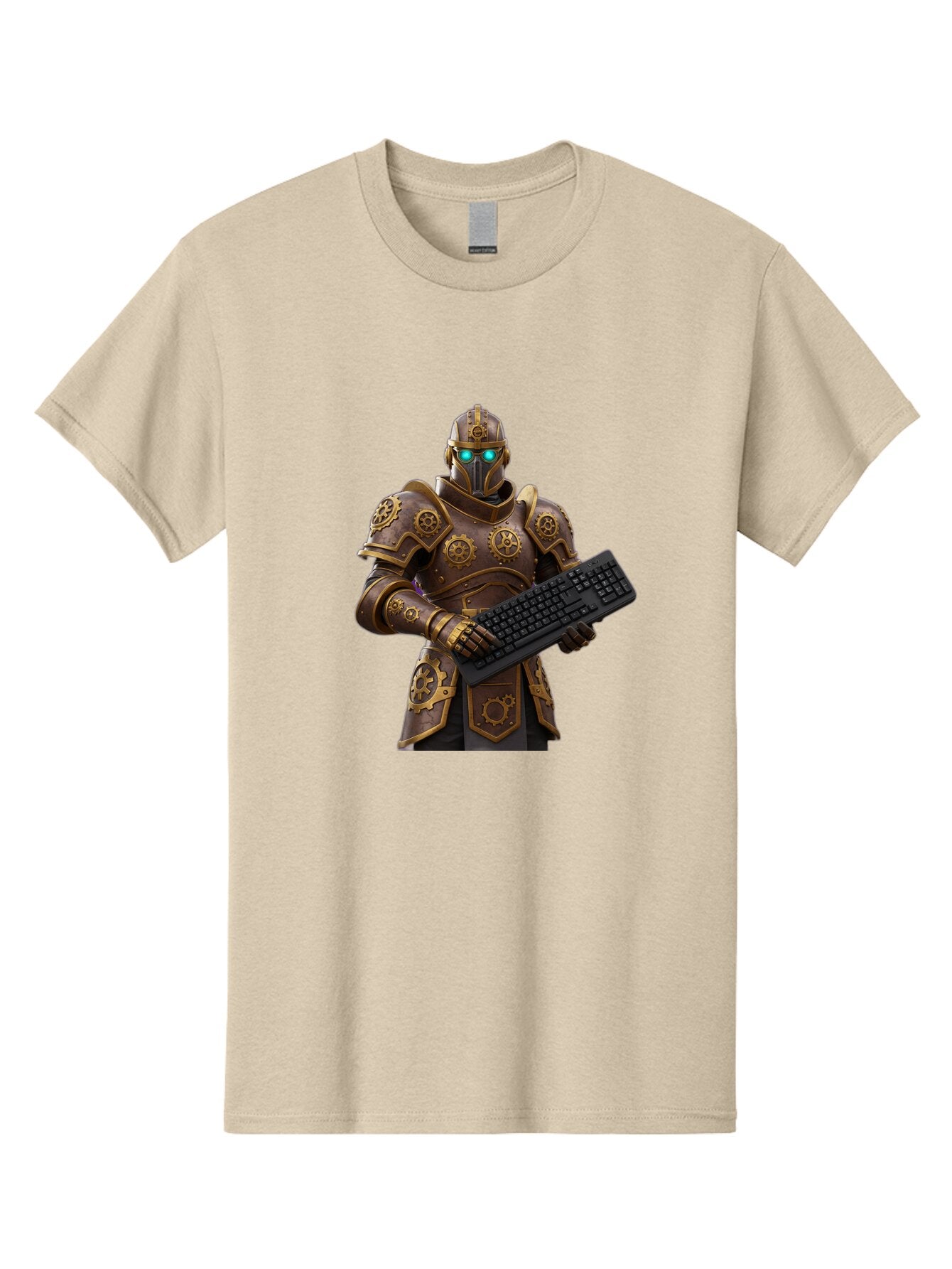 Knight-Holding-Keyboard Men'S Graphic Tee, 100% Cotton, Comfortable Casual Summer Wear, Machine Washable, Vintage Camera, Old Camera, Antique Camera, Black Camera, Classic Photography, Photography Equipment, Nostalgic Device, Film Camera, Bam722 5