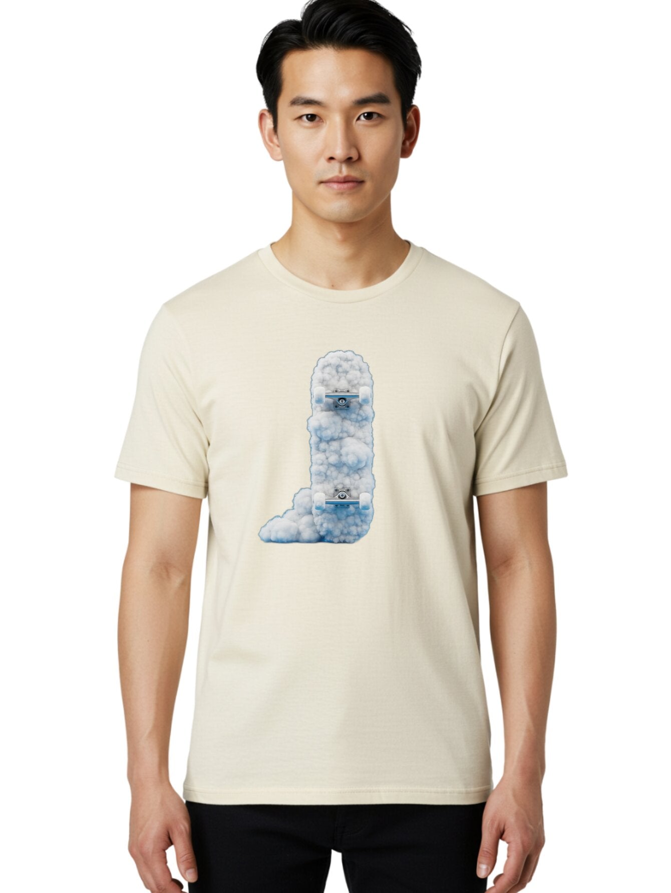 L-Shaped-Skateboards-In-Clouds Men'S Graphic Tee, 100% Cotton, Comfortable Casual Summer Wear, Machine Washable, Vintage Camera, Old Camera, Antique Camera, Black Camera, Classic Photography, Photography Equipment, Nostalgic Device, Bam726 20