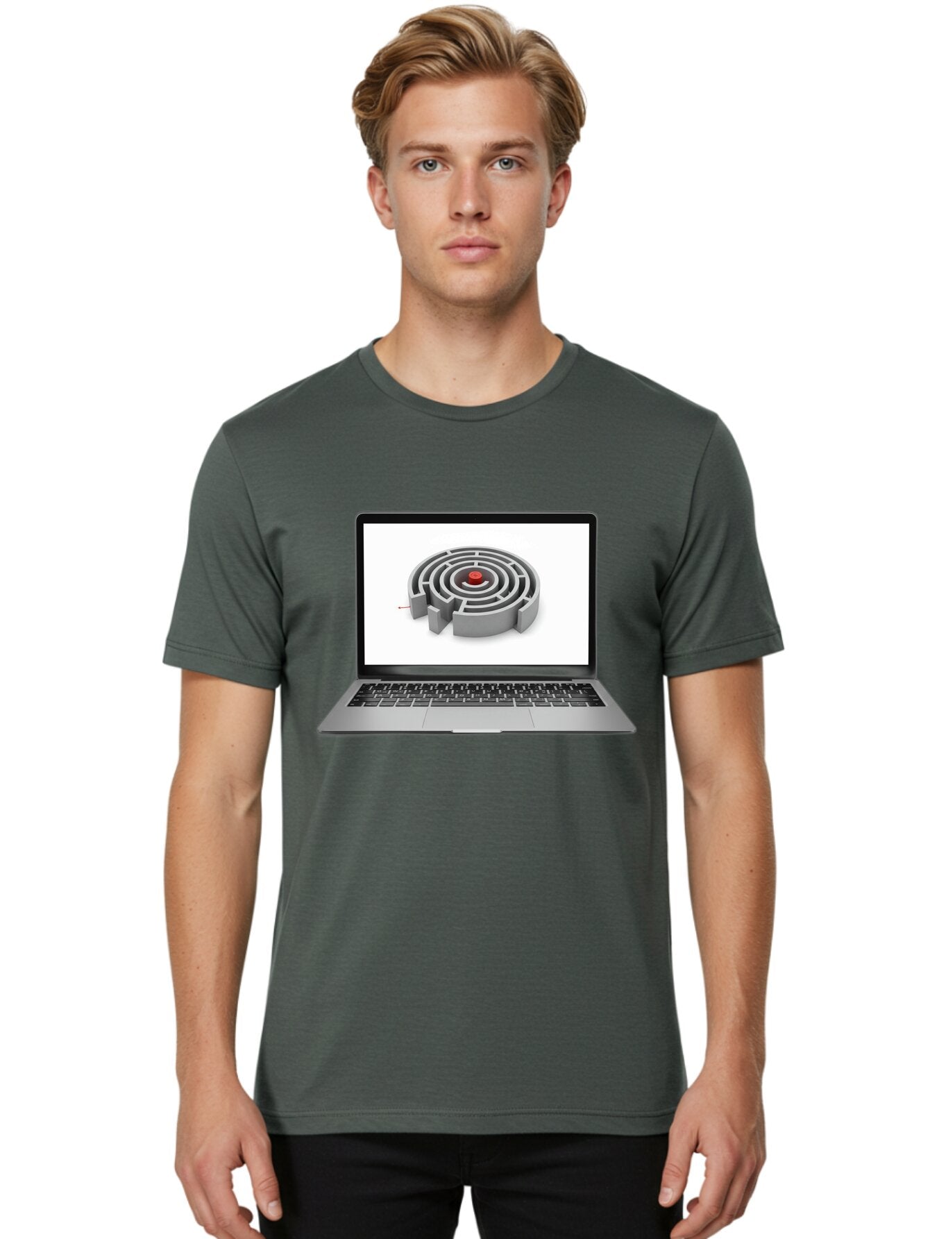 Labyrinth-On-Laptop Men'S Graphic Tee, 100% Cotton, Comfortable Casual Summer Wear, Machine Washable, Vintage Camera, Old Camera, Antique Camera, Black Camera, Classic Photography, Photography Equipment, Nostalgic Device, Film Camera, Bam728 19