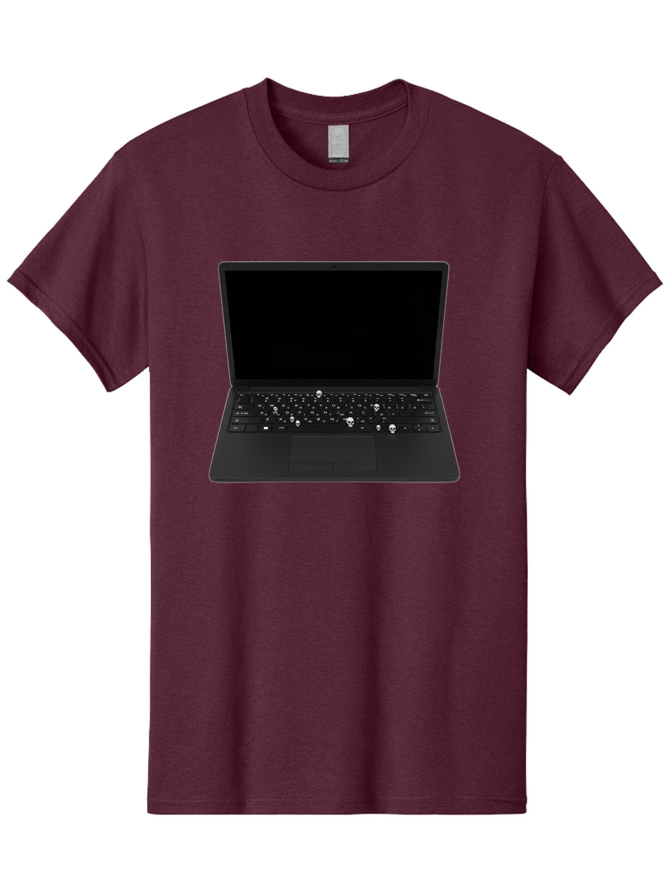 Laptop-With-Skull-Keys Men'S Graphic Tee, 100% Cotton, Comfortable Casual Summer Wear, Machine Washable, Vintage Camera, Old Camera, Antique Camera, Black Camera, Classic Photography, Photography Equipment, Nostalgic Device, Film Camera, Bam730 13