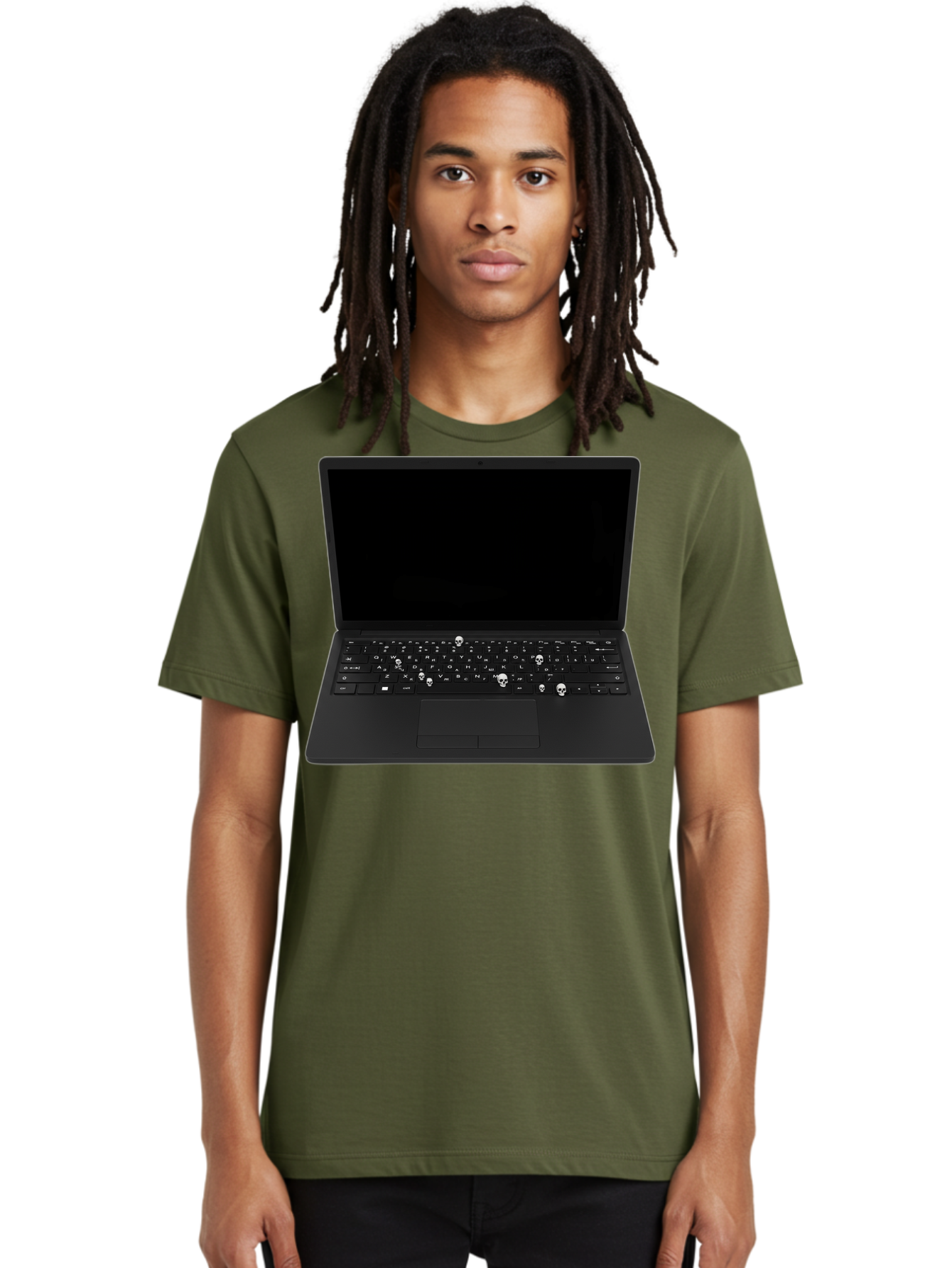 Laptop-With-Skull-Keys Men'S Graphic Tee, 100% Cotton, Comfortable Casual Summer Wear, Machine Washable, Vintage Camera, Old Camera, Antique Camera, Black Camera, Classic Photography, Photography Equipment, Nostalgic Device, Film Camera, Bam730 22