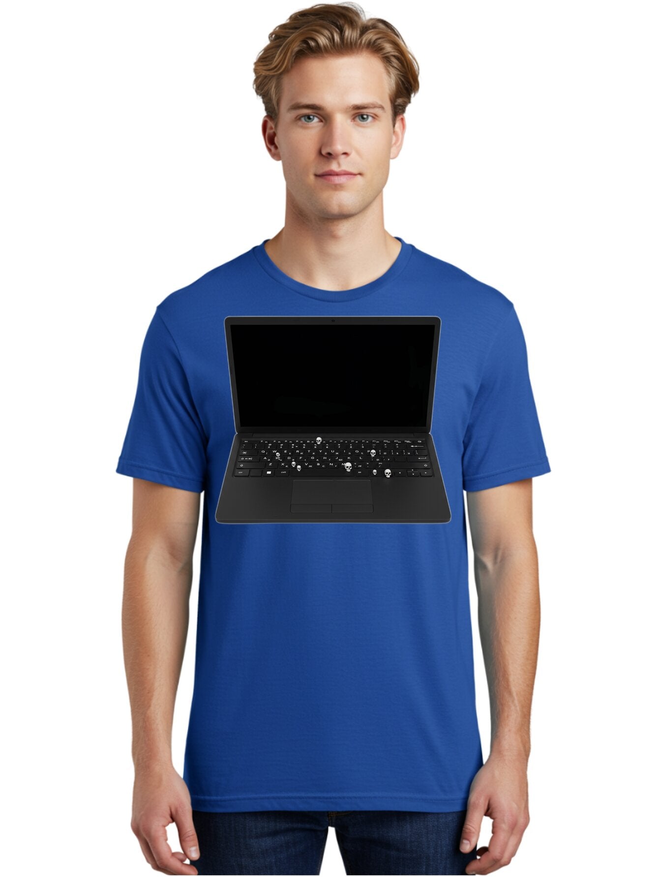 Laptop-With-Skull-Keys Men'S Graphic Tee, 100% Cotton, Comfortable Casual Summer Wear, Machine Washable, Vintage Camera, Old Camera, Antique Camera, Black Camera, Classic Photography, Photography Equipment, Nostalgic Device, Film Camera, Bam730 22