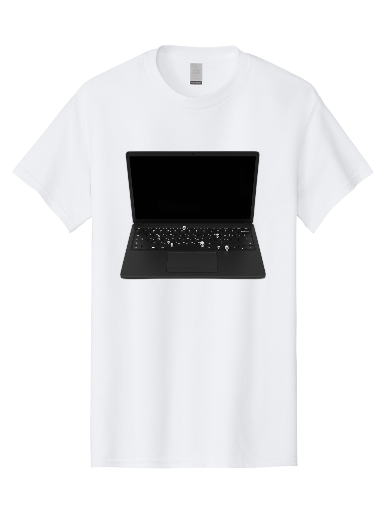 Laptop-With-Skull-Keys Men'S Graphic Tee, 100% Cotton, Comfortable Casual Summer Wear, Machine Washable, Vintage Camera, Old Camera, Antique Camera, Black Camera, Classic Photography, Photography Equipment, Nostalgic Device, Film Camera, Bam730 13